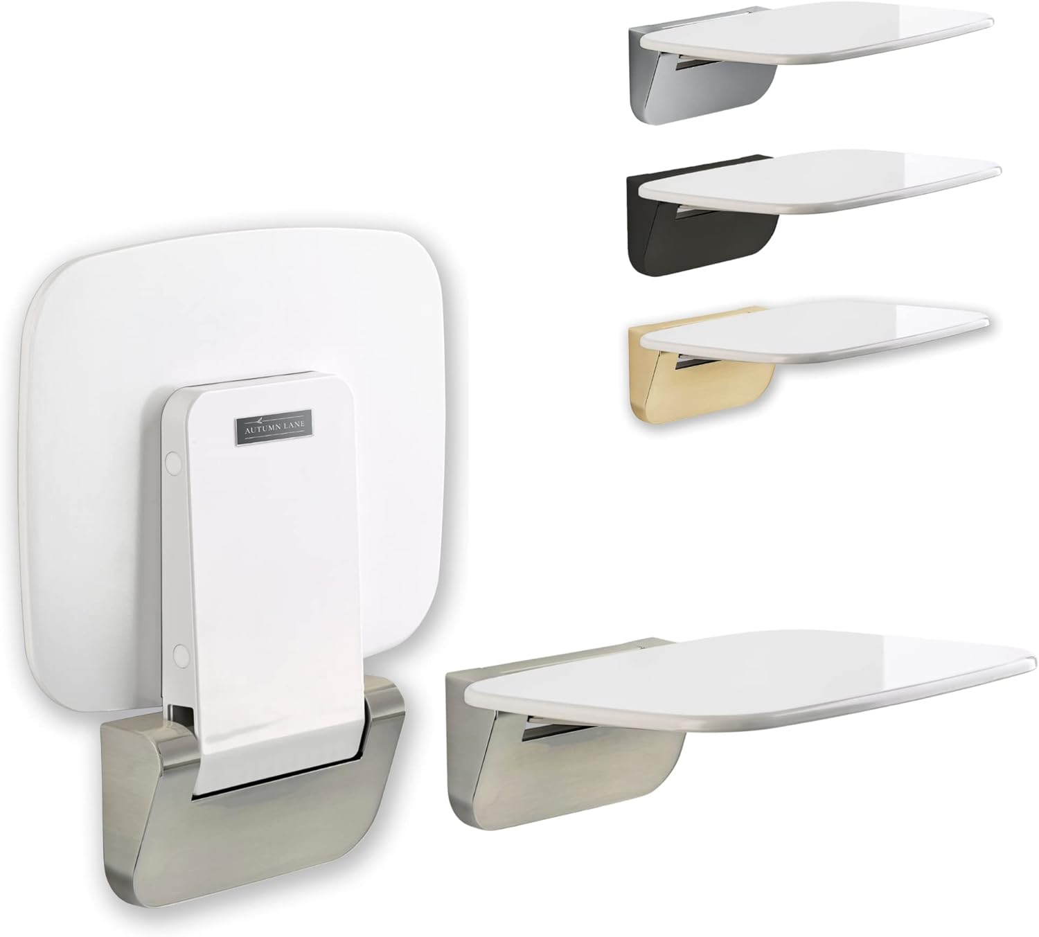 White and Silver Wall Mounted Folding Shower Seat