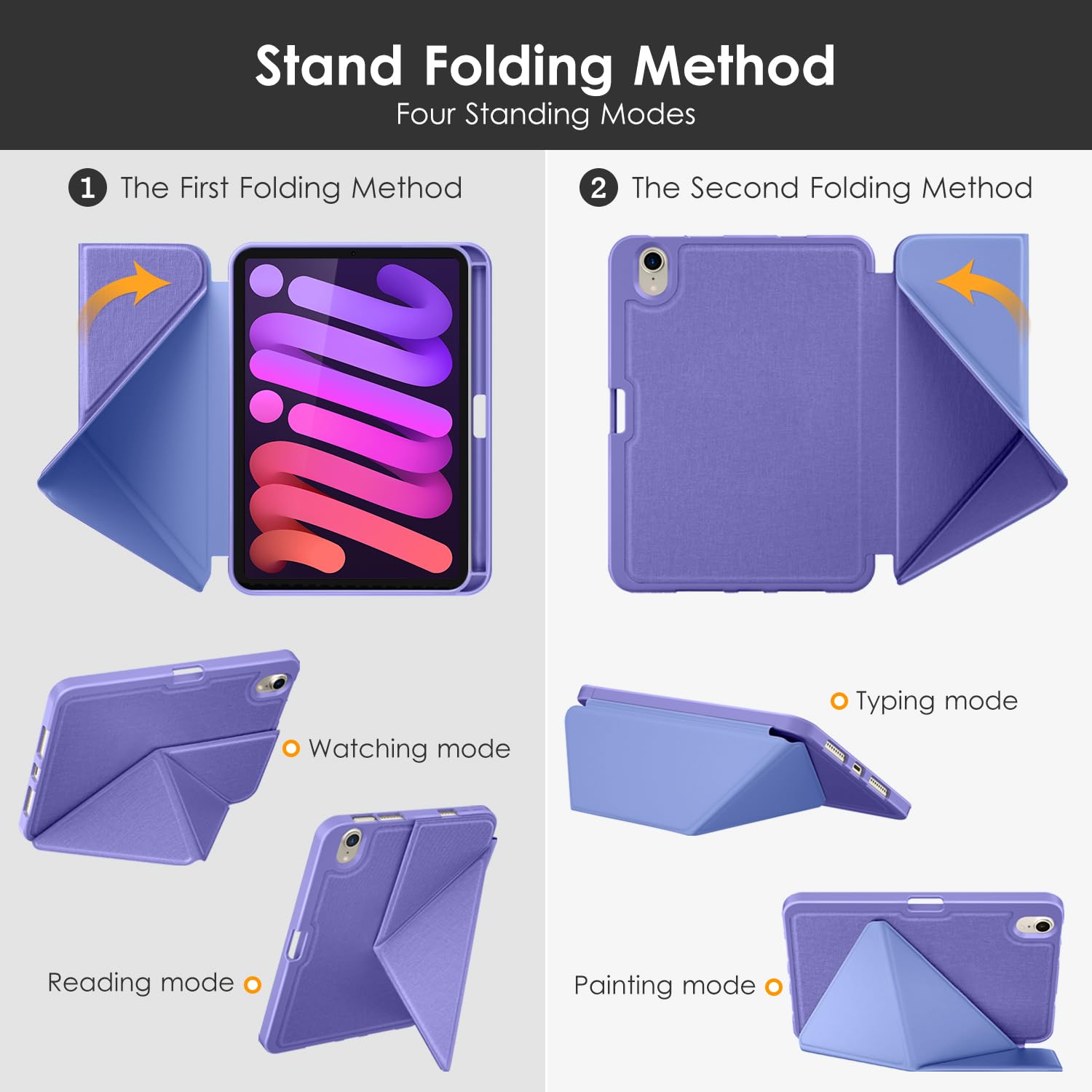 DTTO Case for iPad Mini 6th & 7th Generation (A17 Pro) 2024 Multi-Angle Magnetic Standing Cover - Image 3