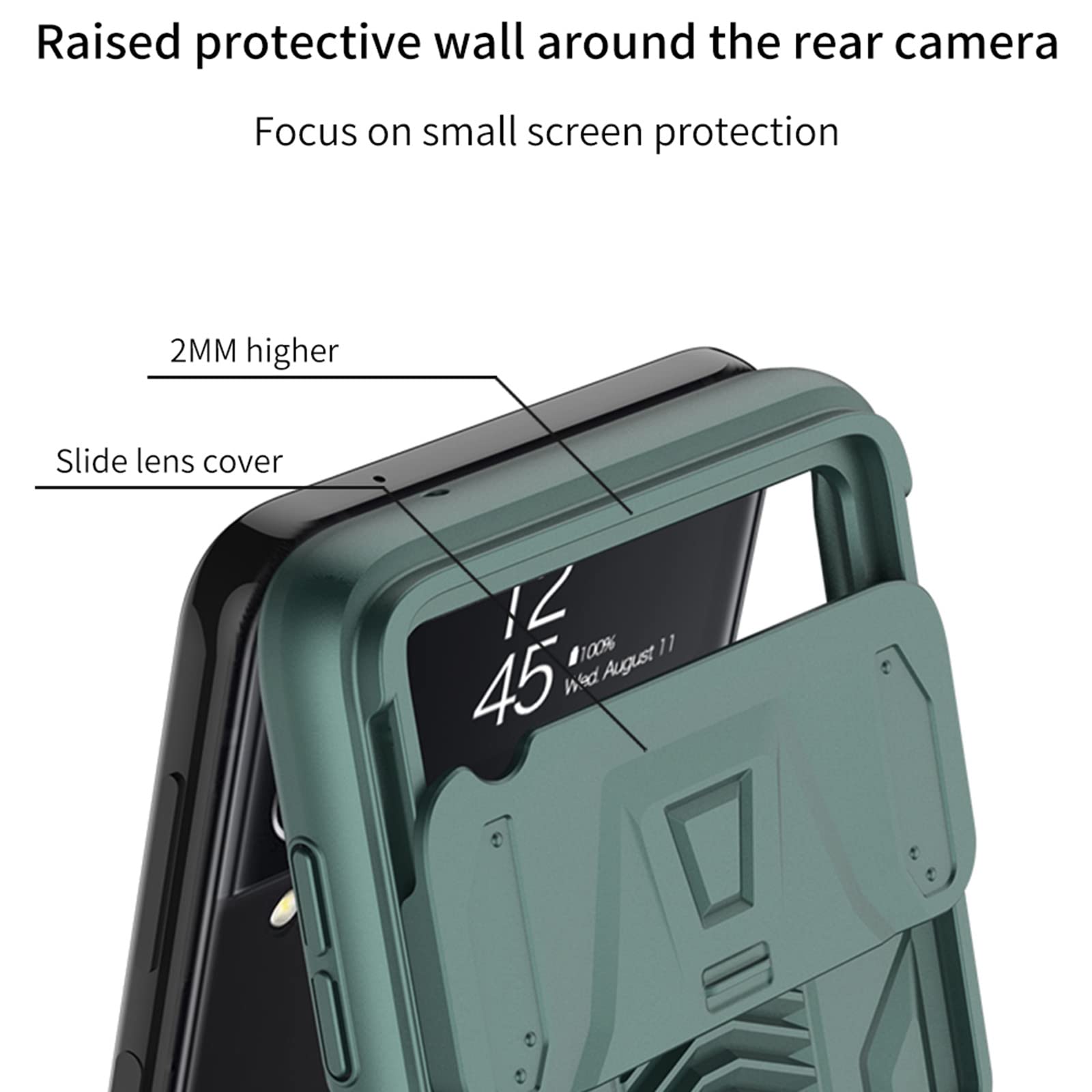 LTL Etui do Samsung Galaxy Z Flip 3 z magnetyczną ochroną zawiasów, stojak pierścień i osłona na kamerę, wojskowa klasa odporne na wstrząsy etui pancerne do Samsung Galaxy Z Flip 3 5G, fioletowe