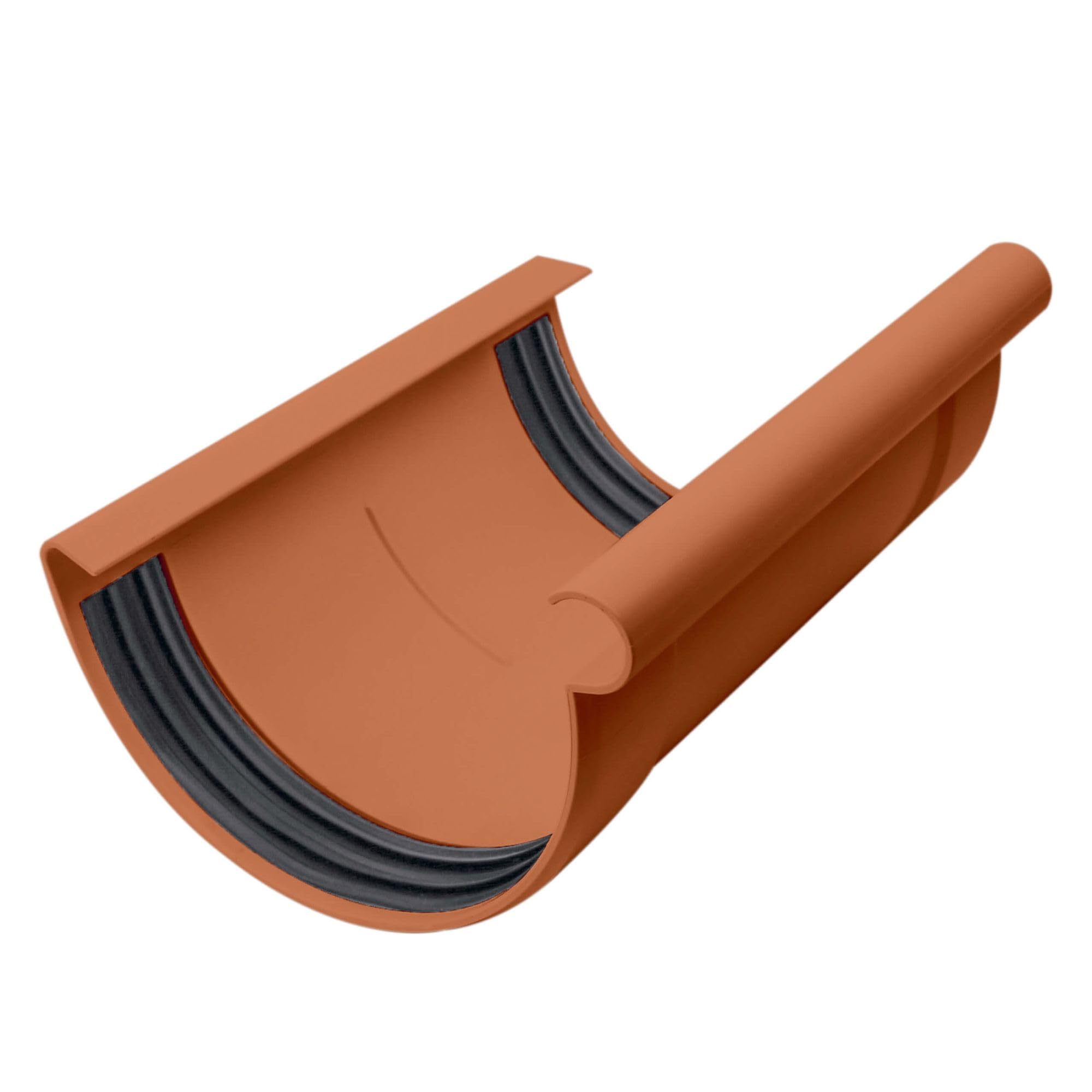 INEFA Conector de canalón semicircular, PVC 150mmmarrón Conector de canalón, fácilmontaje enchufable,made in Germany