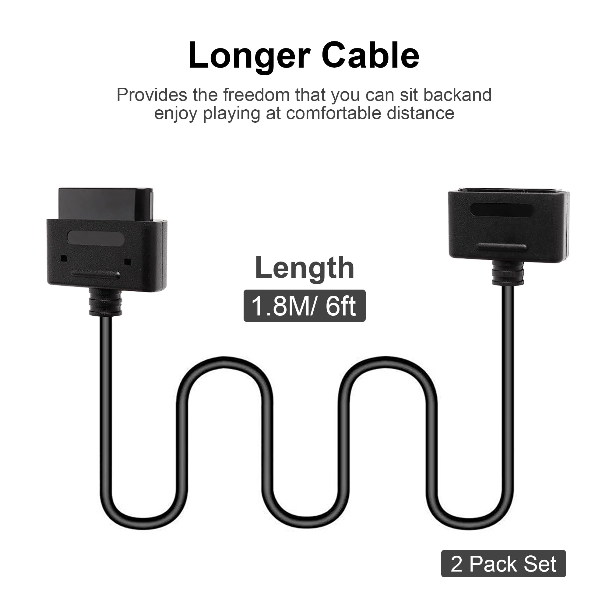 CSTESVN SNES - Cable de extensión para controlador, paquete de 2 unidades de 1,8 m, cable de extensión de repuesto para consola de juegos Super Nintendo SNES SFC