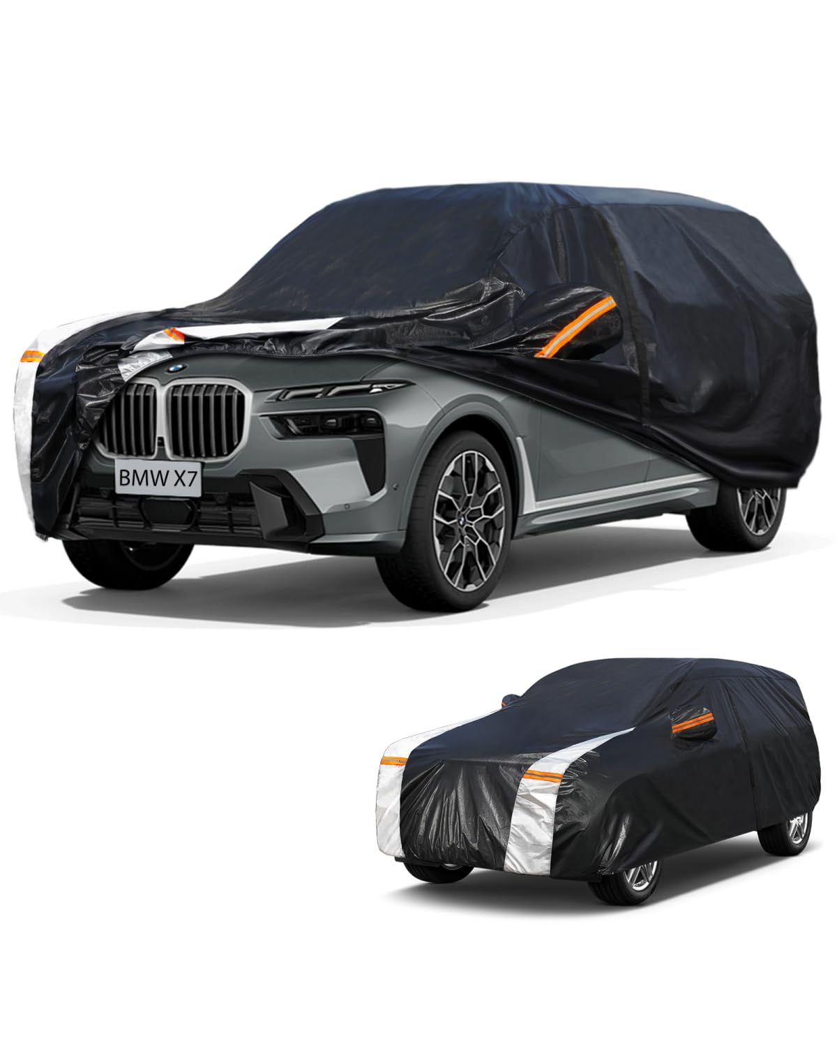 Large SUV Car Cover for BMW X7 2018-2025 100% Waterproof All Weather, Heavy Duty Outdoor Full Exterior Covers Rain Sun Wind UV Protection.