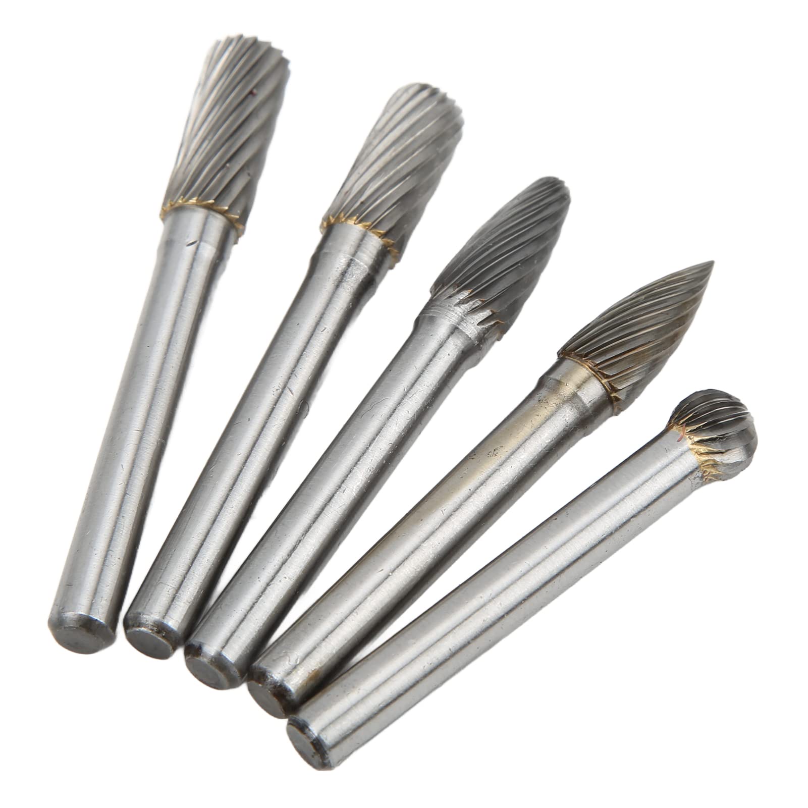 5-teiliges Einzelschnitt-Frässtift-Set, Wolframkarbid-Frässtift-Set, 6 mm Schaft zum Polieren, Schleifen, Holzbearbeitung, Schnitzen mit 8 mm Spitzendurchmesser (ACDFG)