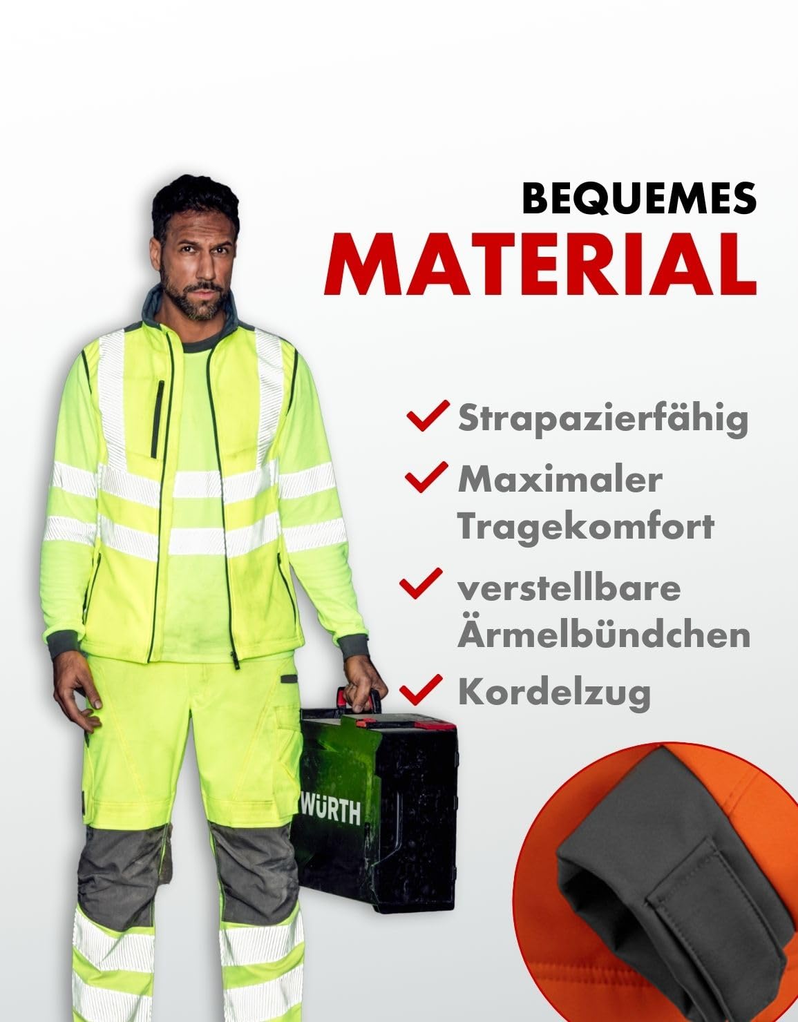 WÜRTH MODYF Warnschutz Softshelljacke Neon – hochwertige & reflektierende Arbeitsjacke in den Größen XS – 6XL – winddicht, atmungsaktiv & wasserabweisend (8.000 mm WS) – in Gelb und Orange