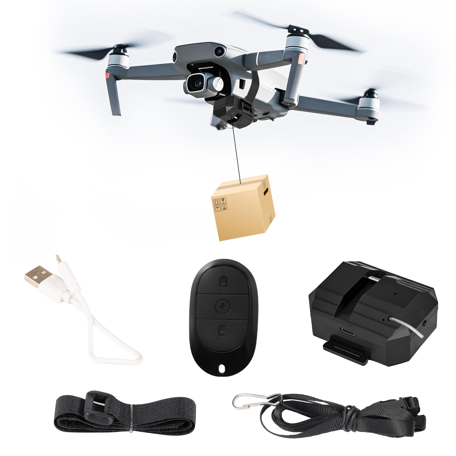 Drone Airdrop System for DJI Mini 4 Pro/Air 3/Mavic 3 Pro &amp; More - Universal Payload Release Device with 750g Capacity, Delivery Transport Device Thrower for Fishing Bait, Weddings, Rescue (Secure Velcro Mount, Drone Not Included)