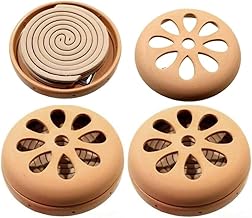 Set of 3 Earthenware Coconuts for Mosquito Repellent Zampire Spirals with 18 Spiral Refills