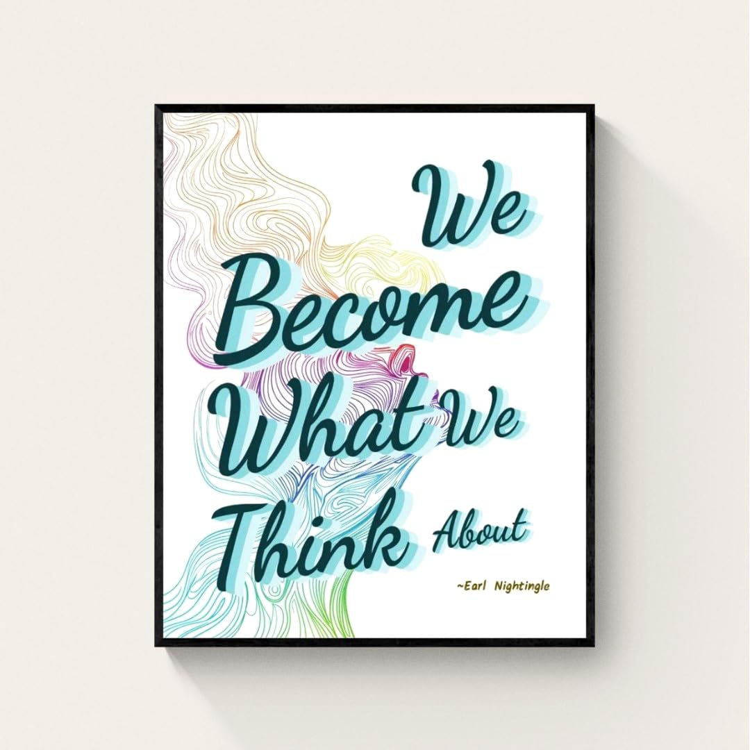 ARTEBELLA Framed Motivational Wall Art | Inspirational Quote Photo Frame for Home, Office, Bedroom, or Living Room Decor 12x10 inch | We Become What We Think About - Earl Nightingale Quote-image-11