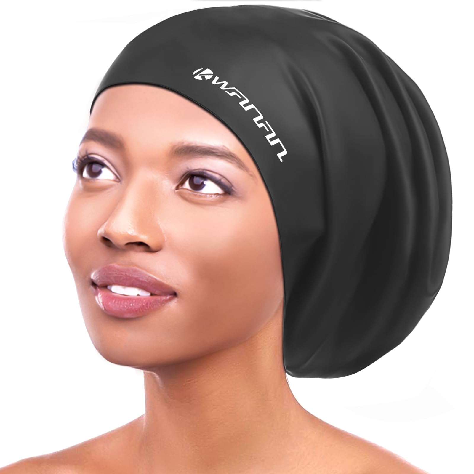 Extra Large Silicone Swimming Cap for Long Hair and Protective Styles–Waterproof Swim Cap for Men and Women with Dreadlocks, Weaves, Extensions, Braids, Curls, and Afros–Keep Hair Dry