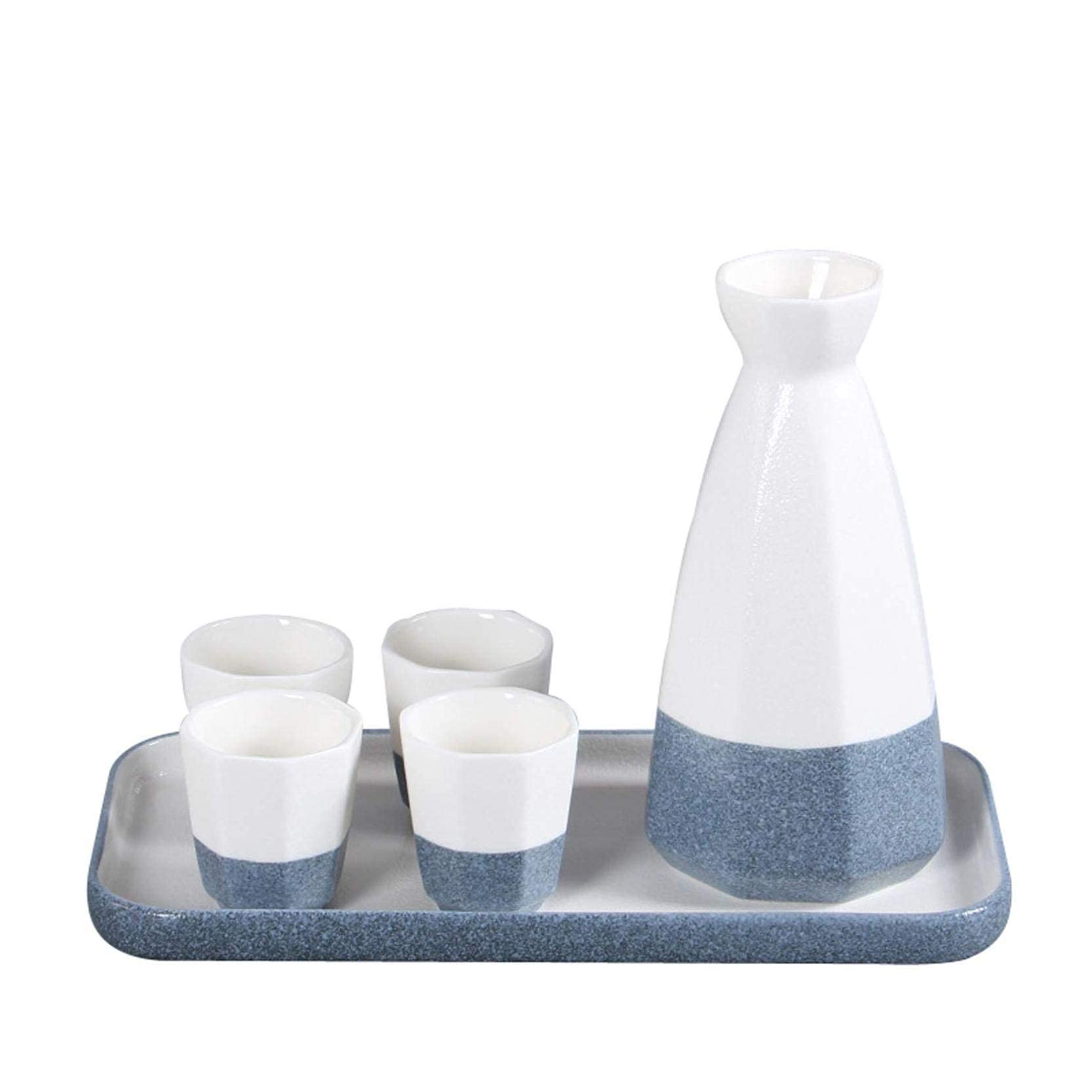 Juego de sake de cerámica japonesa con tazas de porcelana tradicional y bandeja