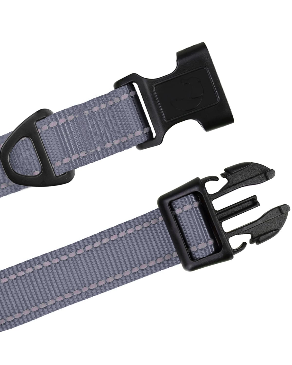 TagME Collare per Cani in Nylon Riflettente, Fibbia Staccabile Durevole, Collari Di Sicurezza Regolabili per Cani Di Taglia Piccola, Grigio, Larghezza 1.5 cm