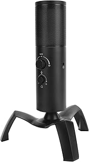 GOWENIC USB Microphone, Condenser Recording Microphone PC USB Condenser Microphone Dual Directional for Laptop Karaoke Live Broadcast Recording Plug & Play (Black)