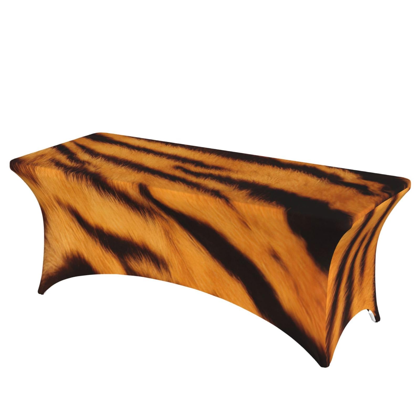 NImongt Tiger Striped Pattern Print Elastic Rectangular Tablecloth Holidays Family Banquet Wedding Party Table Cover