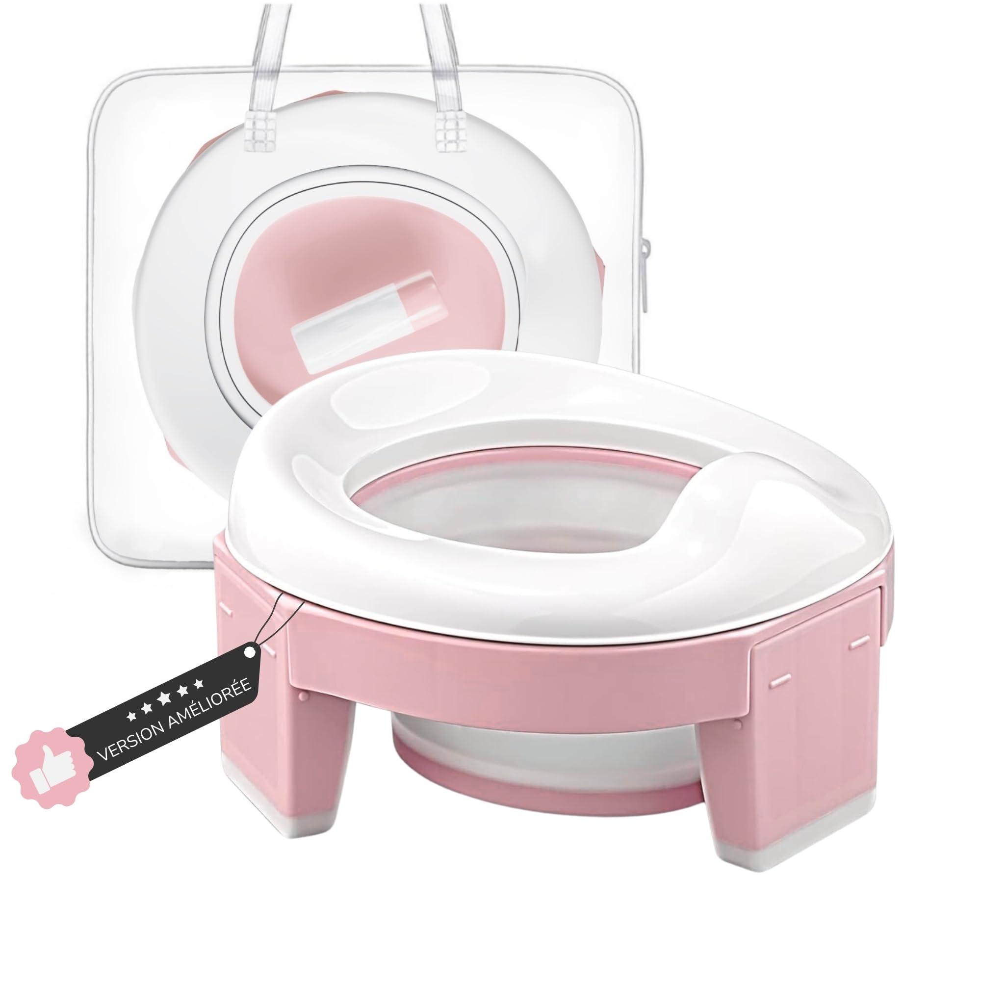 HuBorns - Pot Pliable Enfant Voyage Facile à Transporter avec 10 Sacs Inclus, Pot Portable Enfant Voyage Confortable et Sûr, Reducteur Toilette Enfant pour l'Apprentissage Facile de la Propreté