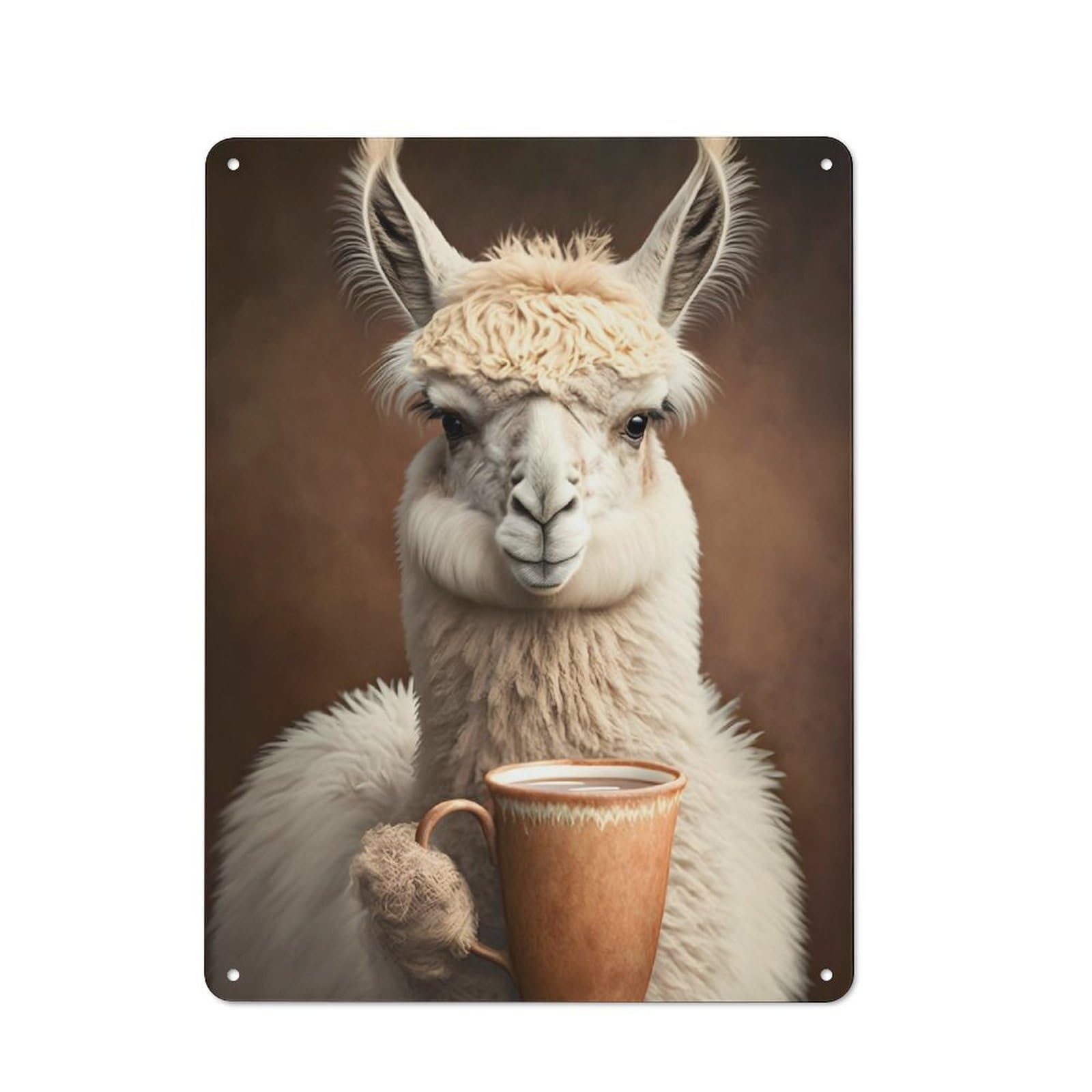 Junmoney Coffee Llama Metal Sign 40X30cm With For Pub Or Café, Retro Decor, For Cooler-Month Interiors With Retro Character