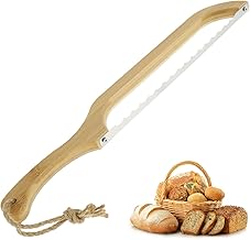 Bread Slicer, Serrated Bread Knife, Serrated Bagel Cutter with Easy Grip Handle 15.7 inches, Bow Bread Cutter for Homemade Bread, Easy Grip Handle, Premium Kitchen Gift