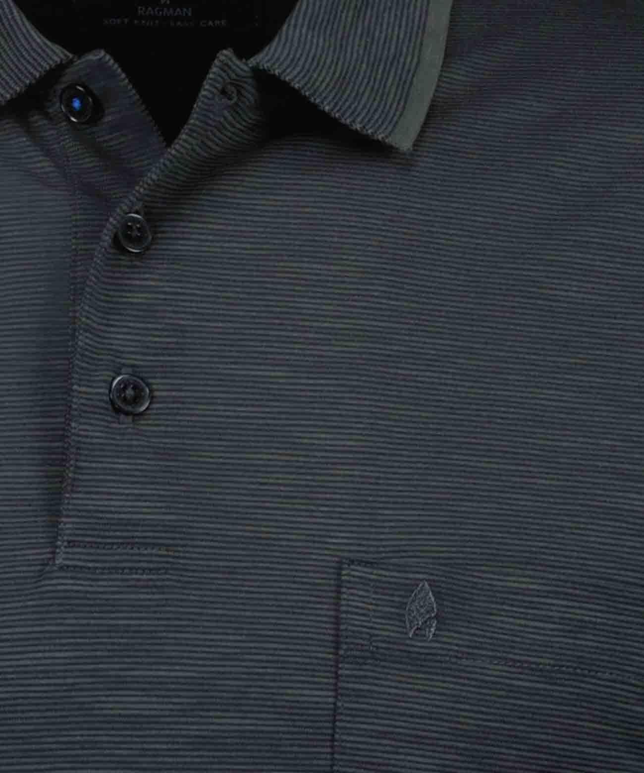 RAGMAN Herren Softknit-Polo gestreift, Flammdesign