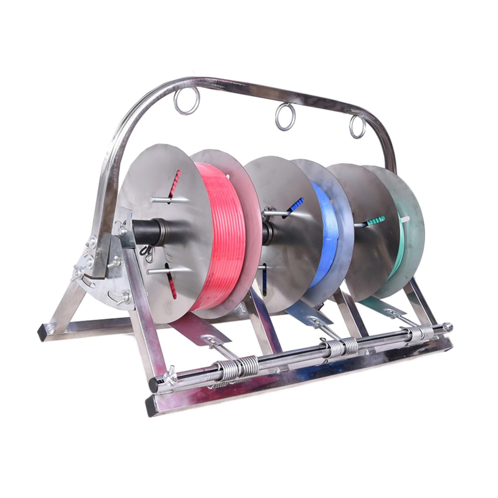 ZFUCMAYL Wire Spool Rack,3/4 Reels Cable Reel Holder,Foldable Dispenser,Iron Reel Holder for Winders Ropes Cord Reels Paracord(3 Reel)