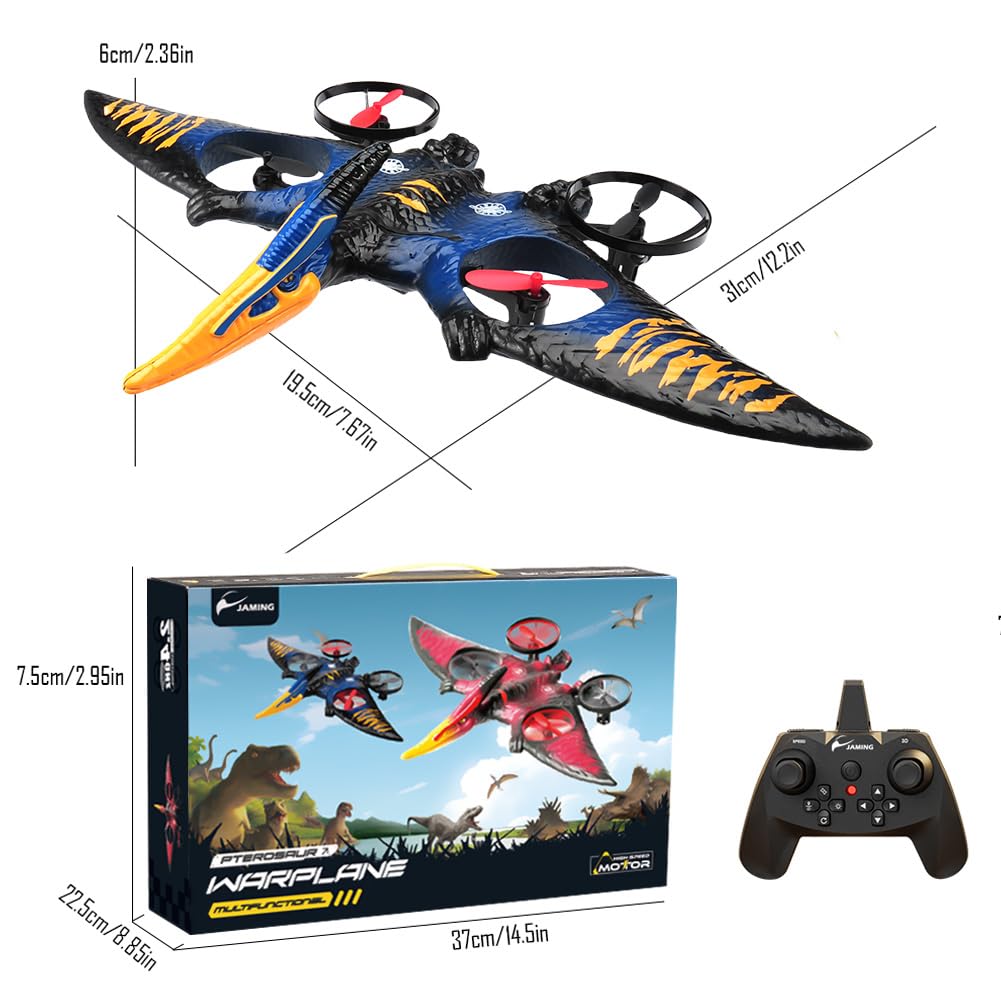 Drone giocattolo dinosauro pterodattile per bambini, facile da volare, drago, aereo telecomandato, giocattolo volante, regalo di compleanno per ragazzi, hobby, aereo telecomandato (blu)