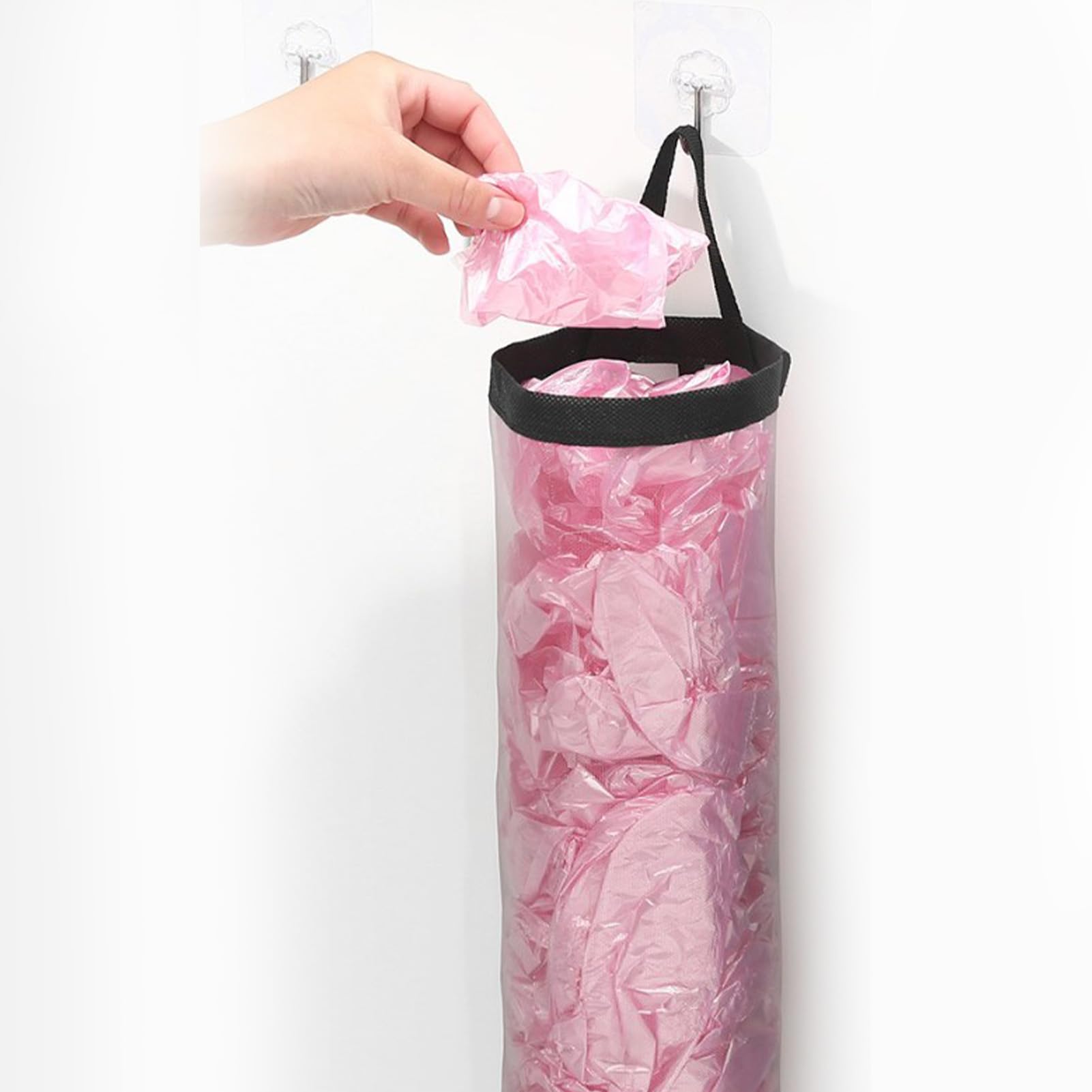 Plastiktüten-Halter Aus Segeltuch – Wandmontiert, Ca. 56x23 Cm, Mit Kordelzug & Haken, Waschbar, Für Bis Zu 50 Tüten, Ideal Für Küche, Garage Oder Reisemobil