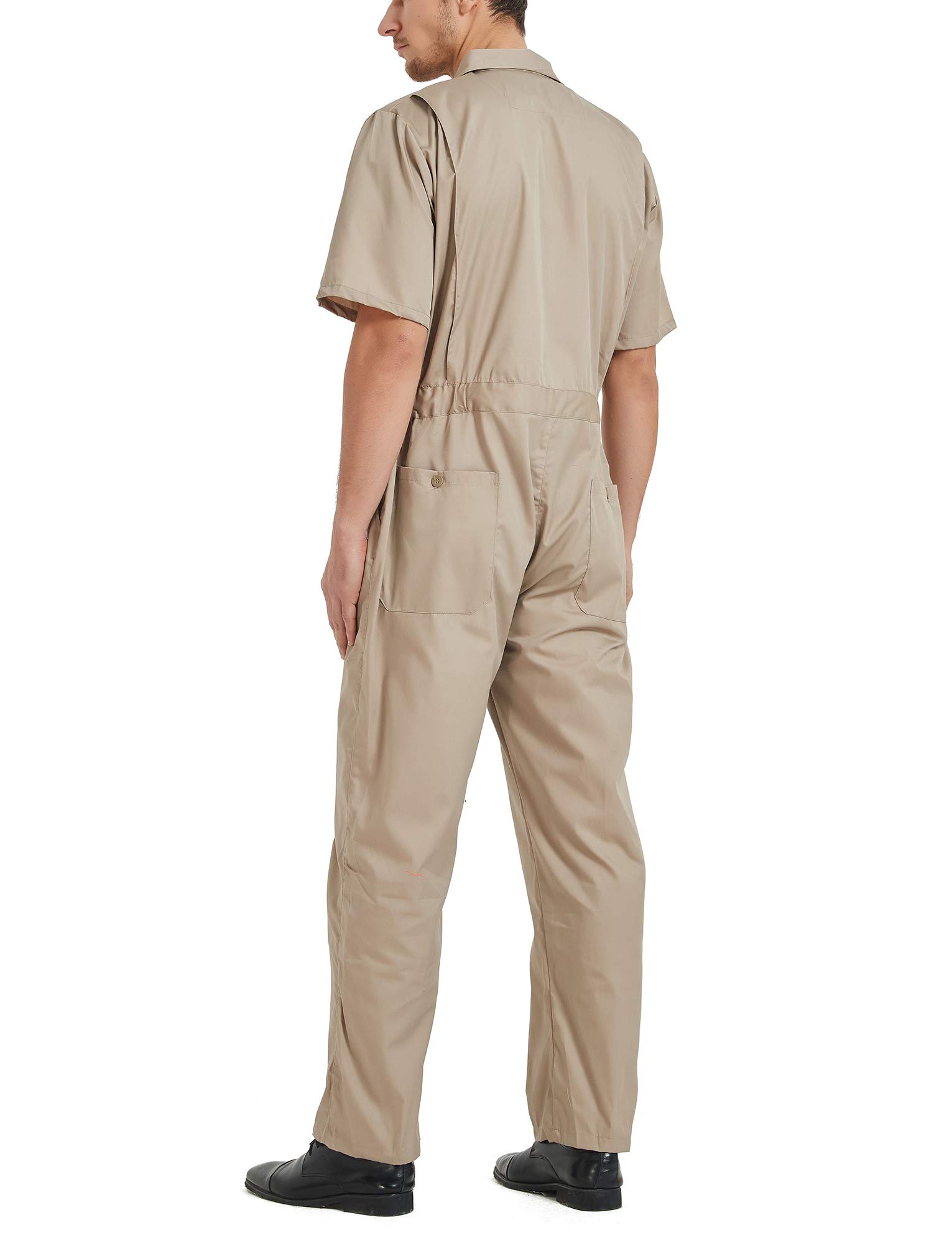 TOPTIE Mono de Trabajo Hombre de Manga Corta, Overol Uniforme Ligero y Transpirable con Cremallera Frontal y Cintura Elástica