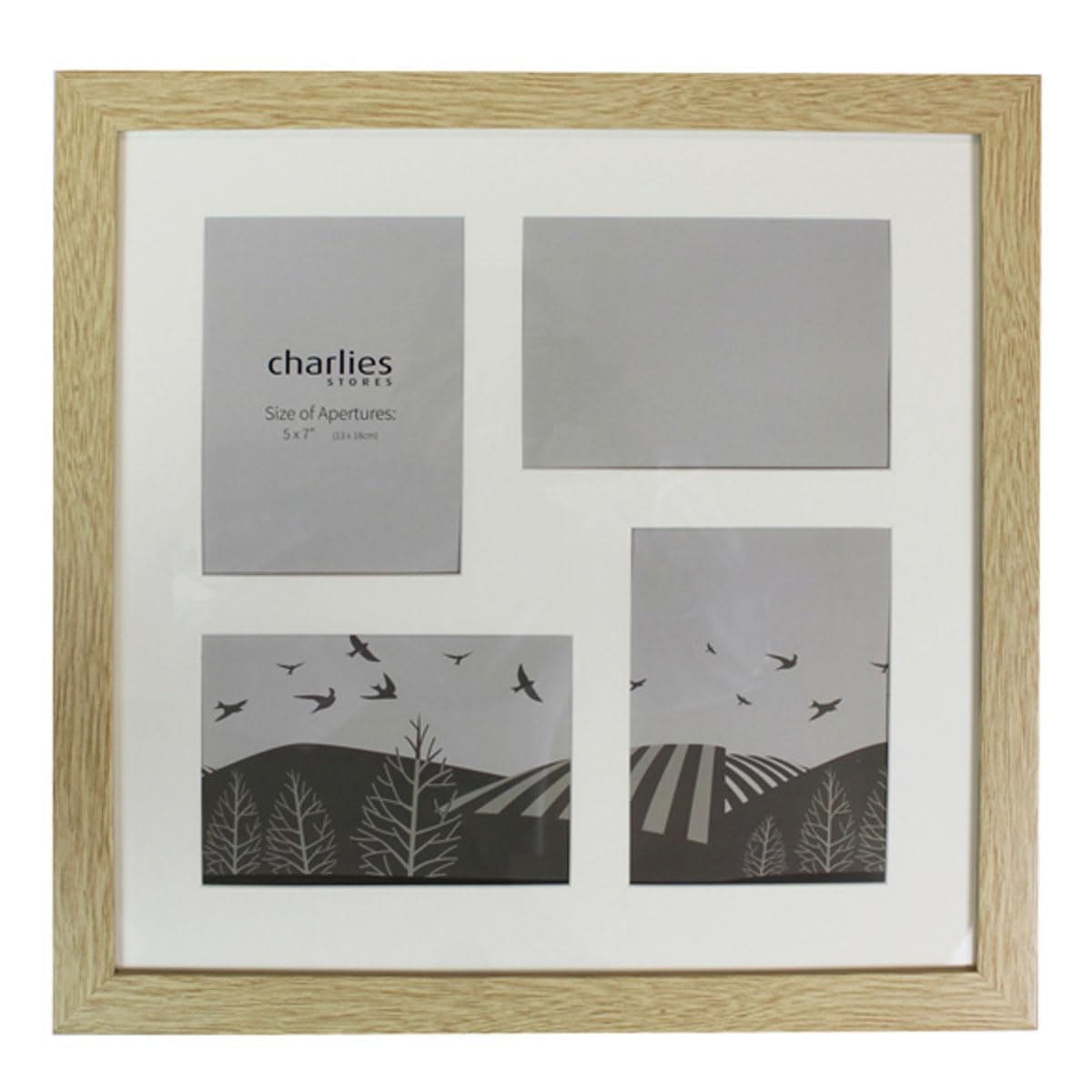 Charlies Oak Effect 4 Aperture Picture Frame