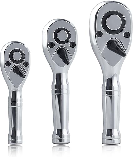 SPEEDWOX Juego de trinquete Stubby de 3 piezas, herramientas de trinquete de 72 dientes, reversible, de liberación rápida, juego de trinquetes