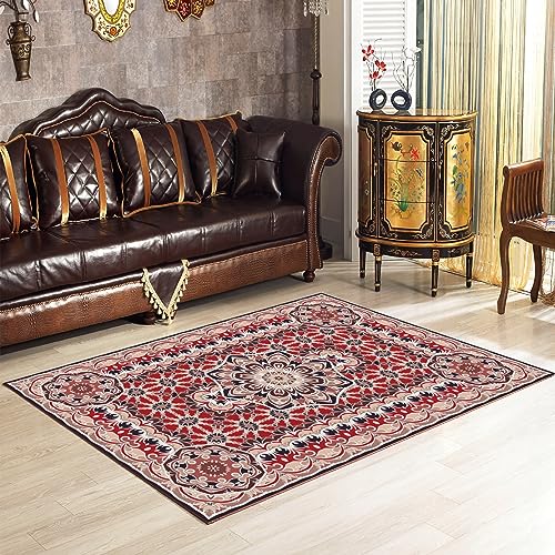 CUIMEI Alfombra Vinilica 60 x 140 cm Antideslizante y Lavable Alfombra Bebe con revés Antideslizante para pasillos salita y entradas, Rojo A
