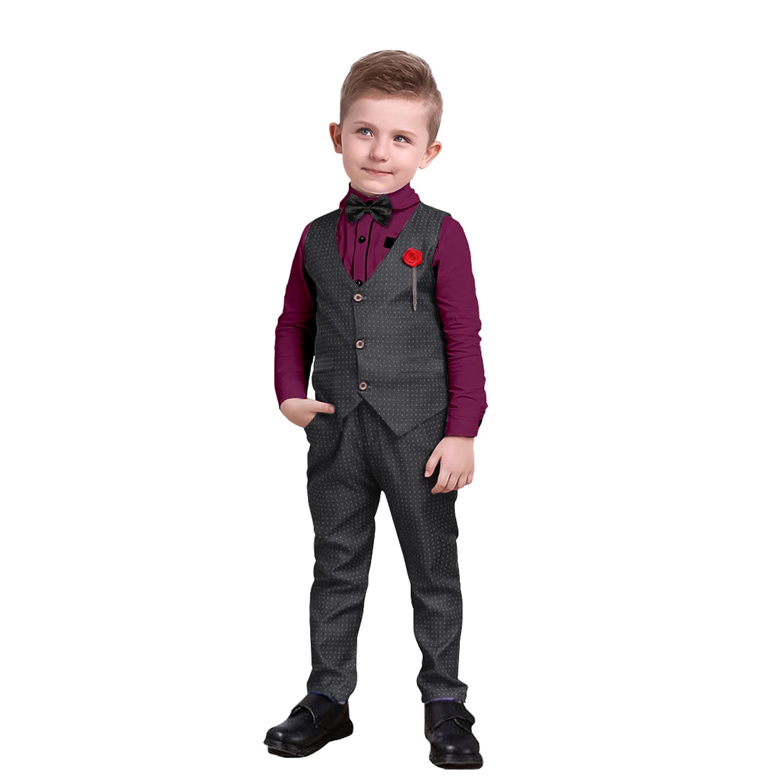NwadaBoys Suits 4pcs Gentleman Suits Boys Clothes Set Kids Blazer & Pants Outfit Boys Wedding Suits Waistcoat + Shirt + Bowtie + Pants Child Tuxedos Outfits