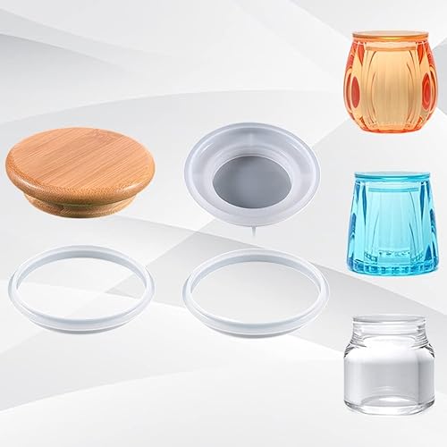 Miniatura 2 de LIZHOUMIL Moldes para tarros de velas moldes de silicona de calabaza para hormigón con tapa y 5 anillos de sellado molde de cemento para recipientes