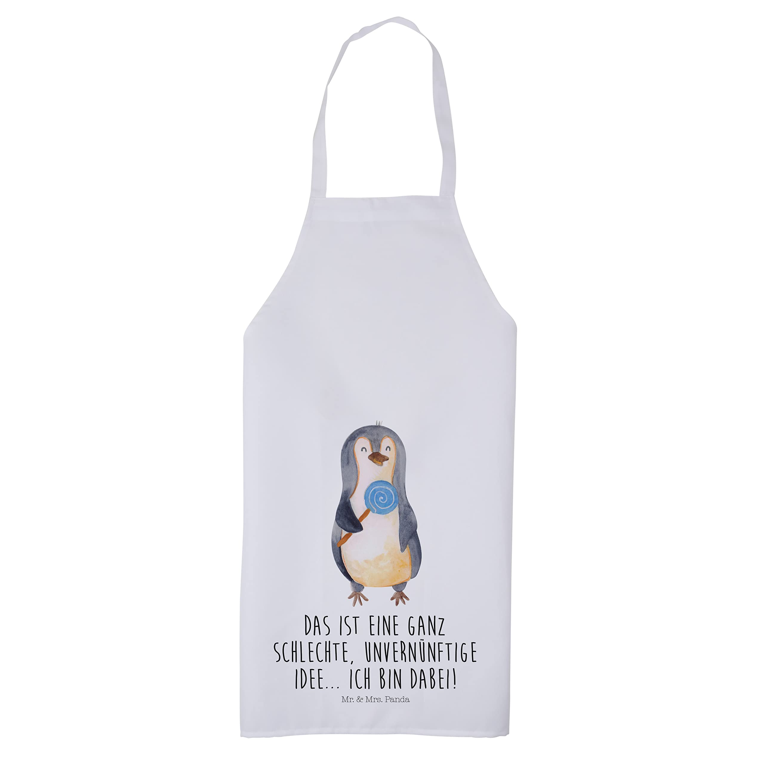 Mr. & Mrs. Panda Kochschürze Pinguin Lolli - Geschenk, Küchenschürze Damen, Rebell, Kind, Süßigkeiten, Grillschürze Männer lustig, Gauner,