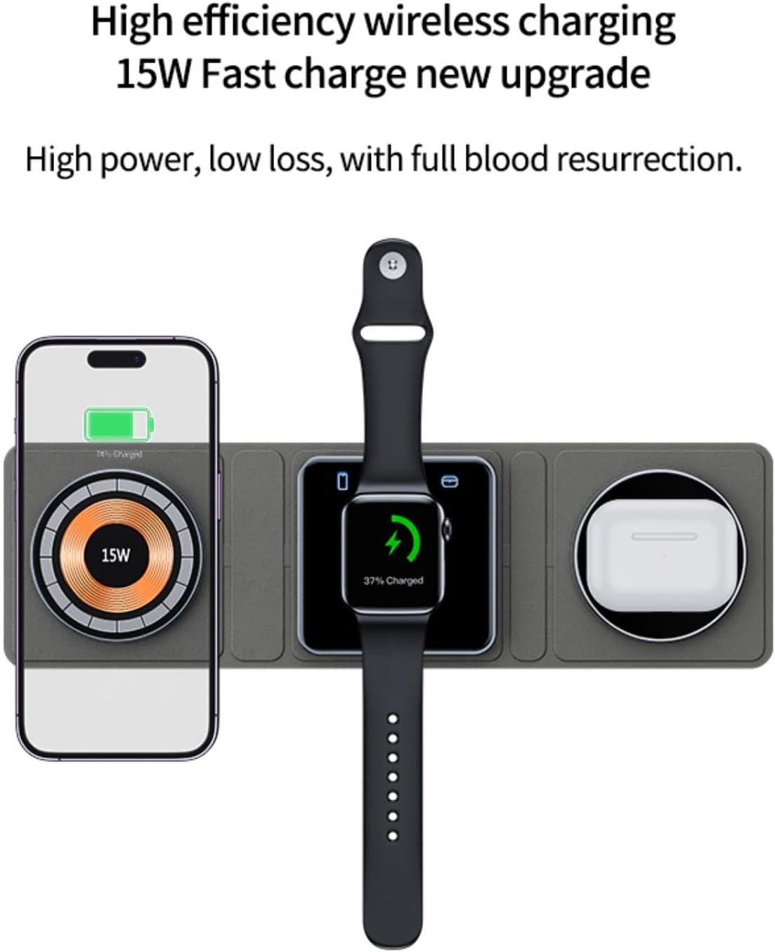 Magsafe Charger, 3-in-1 Foldable Wireless Charging Station, MagSafe Magnetic Charging, Transparent, Portable Charging Station_voghion.com