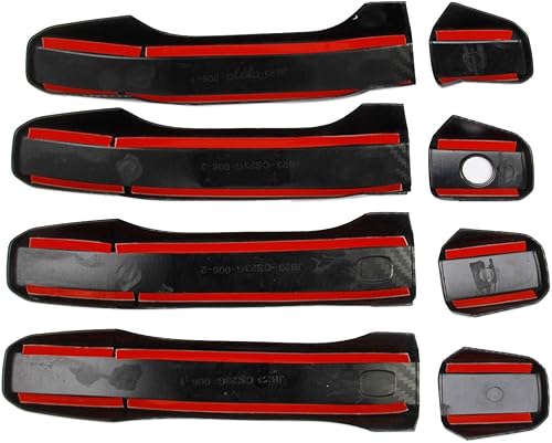 Miniatura 9 de Cubierta para manijas de puerta laterales estilo fibra de carbono para GMC SierraChevrolet Silverado 1500 2500 3500HD 2019-2025 (con botones)