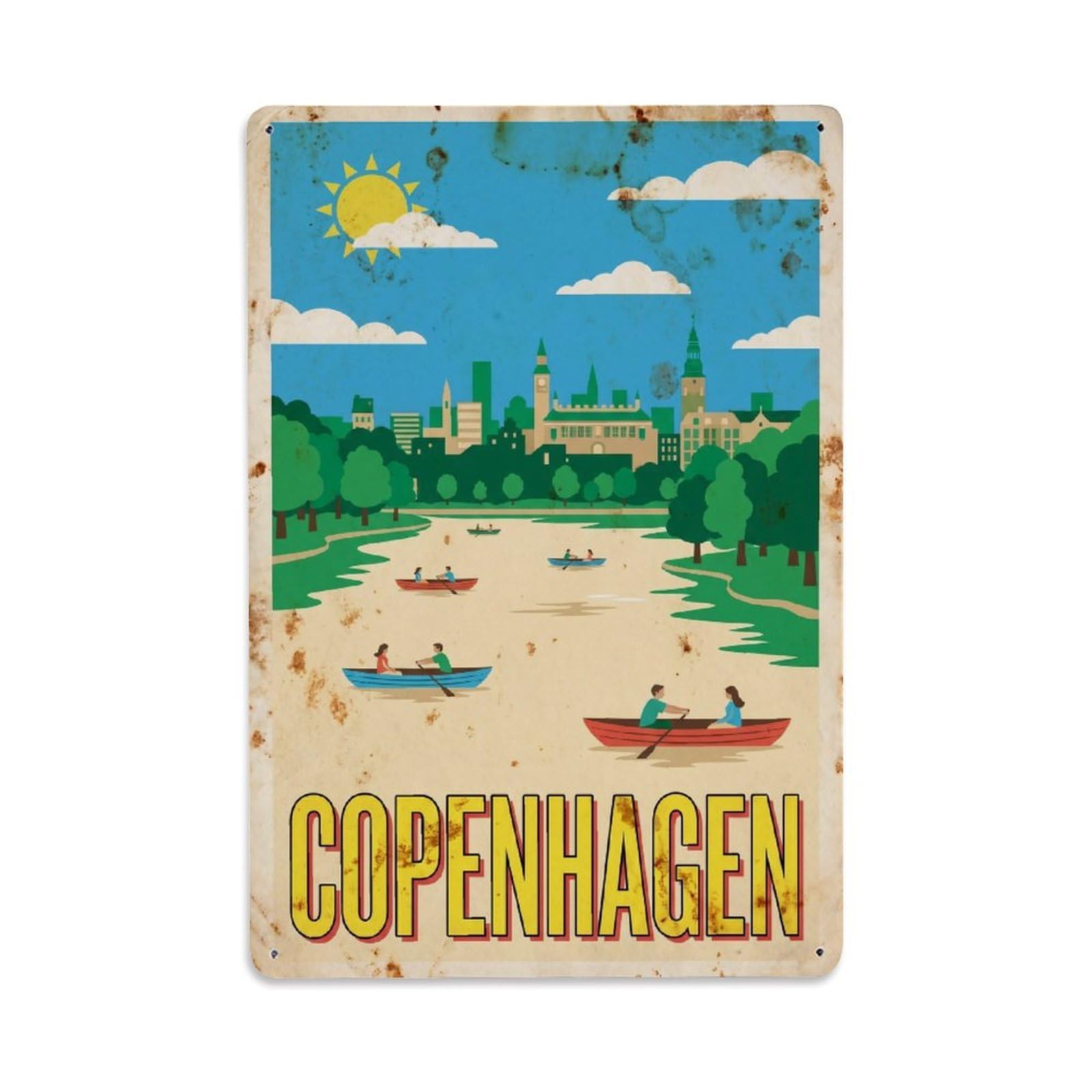 Este 8X12inch Style Vintage Travel Copenhagen Denmark Respected Metal Tin Sign