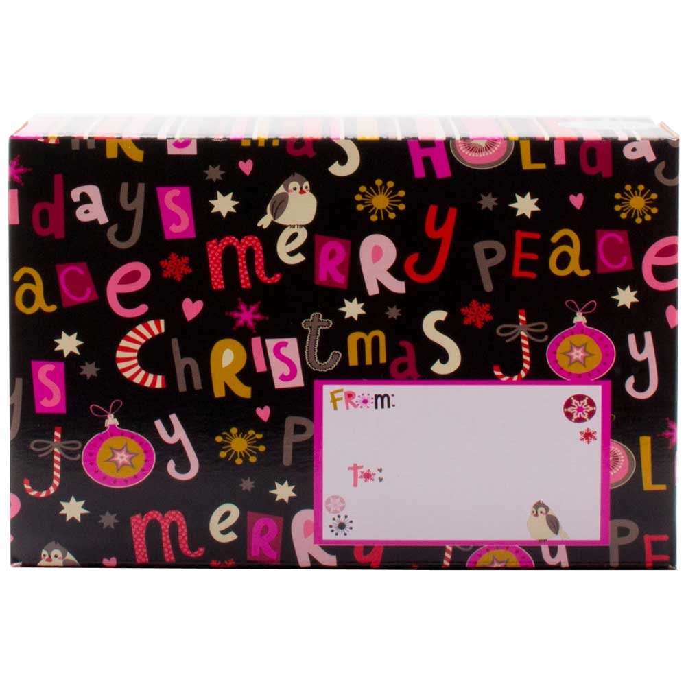 JAM Paper® Gift Box Mailer with Safety Lock - Small - 6 1/4" x 3 3/4" x 9 1/2" - Peace & Joy Design - 6/pack
