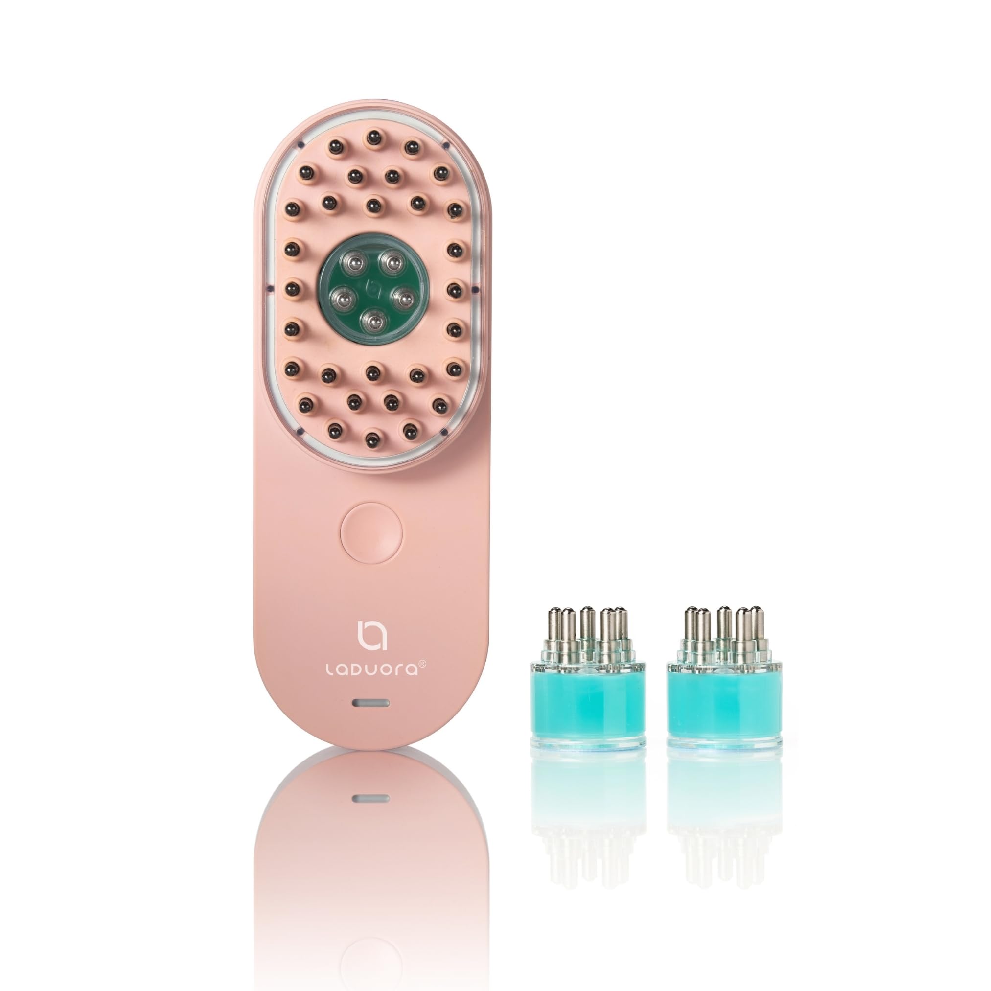 Laduora DUO 4-in-1 Kopfhaut- & Haarpflegegerät und Boost Pods 2er Set | Mikrostrom für Haar | Wärmendes Kopfhautmassagegerät für glatteres, dickeres, gesünder aussehendes Haar (rosa Pfingstrose)