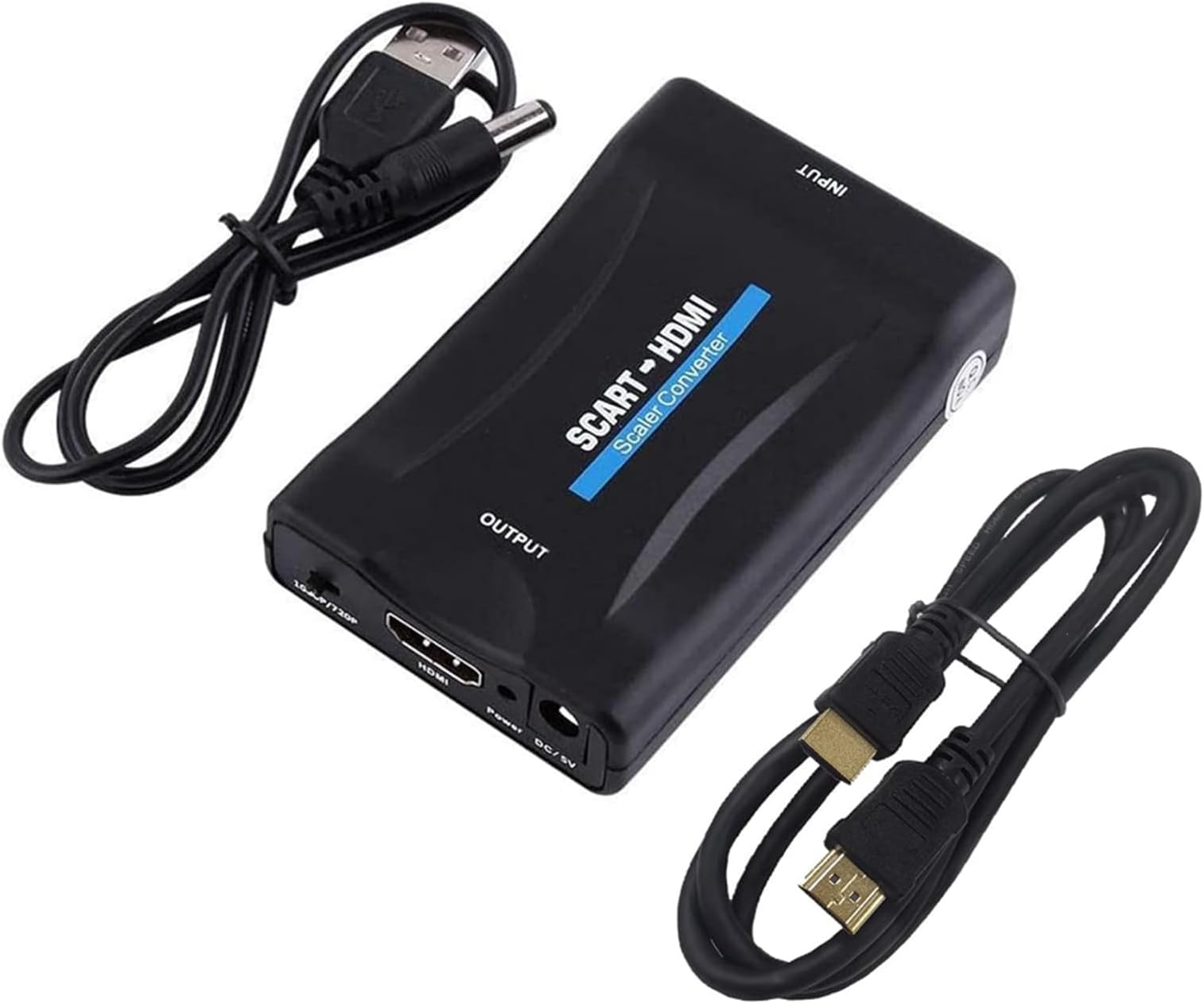 Jsdoin Scart to HDMI Converter, with HDMI Cable Scart Adapter Support