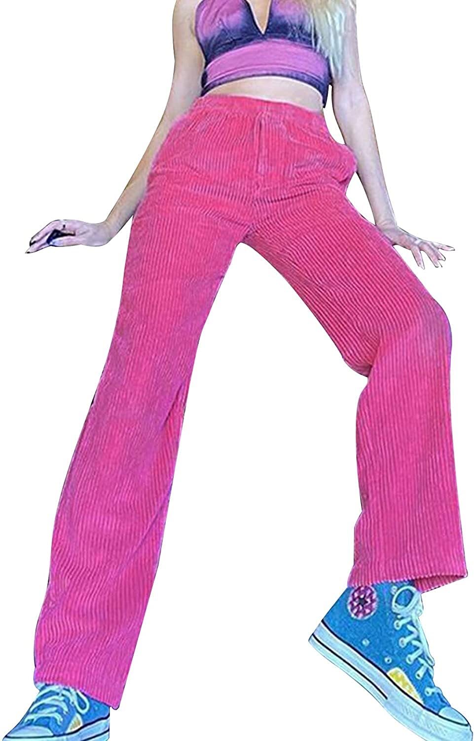Amazon.co.jp: 女性のハイウエストコーデュロイパンツヴィンテージY2K