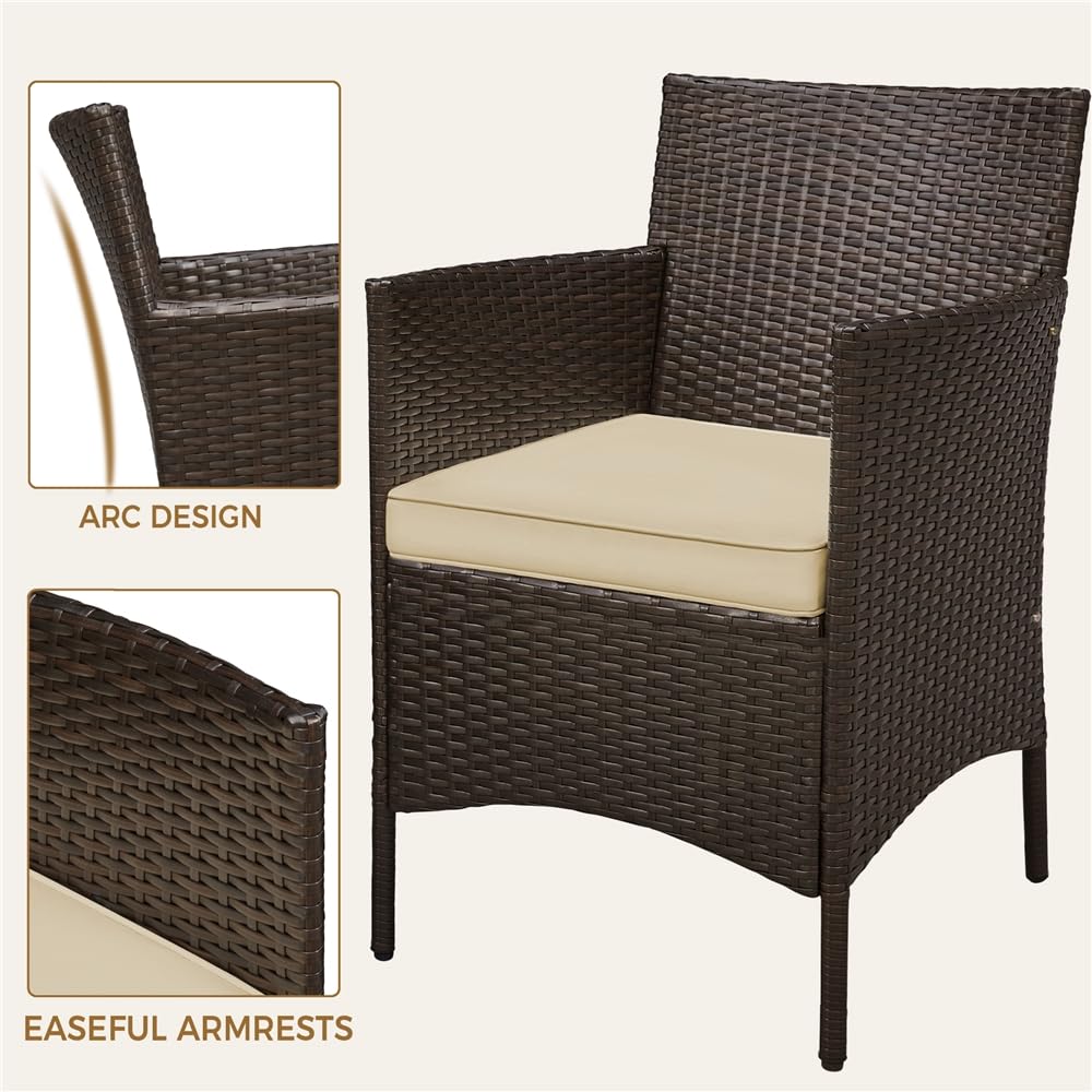 Yaheetech Set Mobili da Giardino 2 Poltrone e 1 Tavolino in Rattan PE Impermeabile Marrone