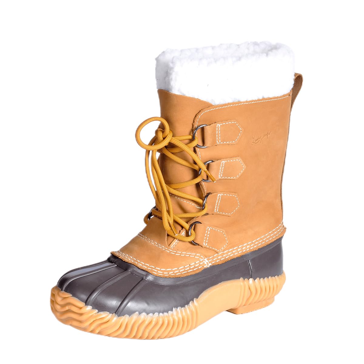 landing craft Snow Boots for Women Waterproof Leather Upper Nonslip Vulcanizaty Rubber Sole Duck Boots