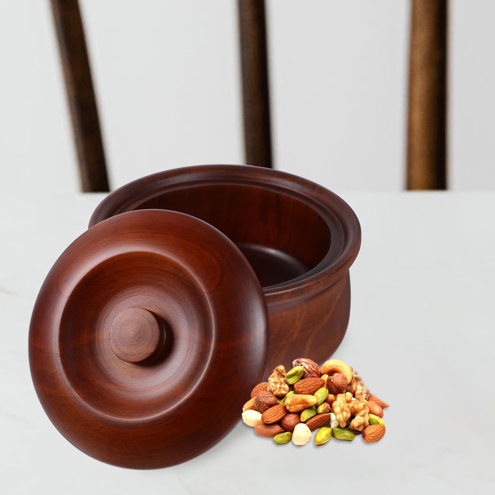 Snackschale mit Deckel für Dessert und Snack, Kaffeefarben
