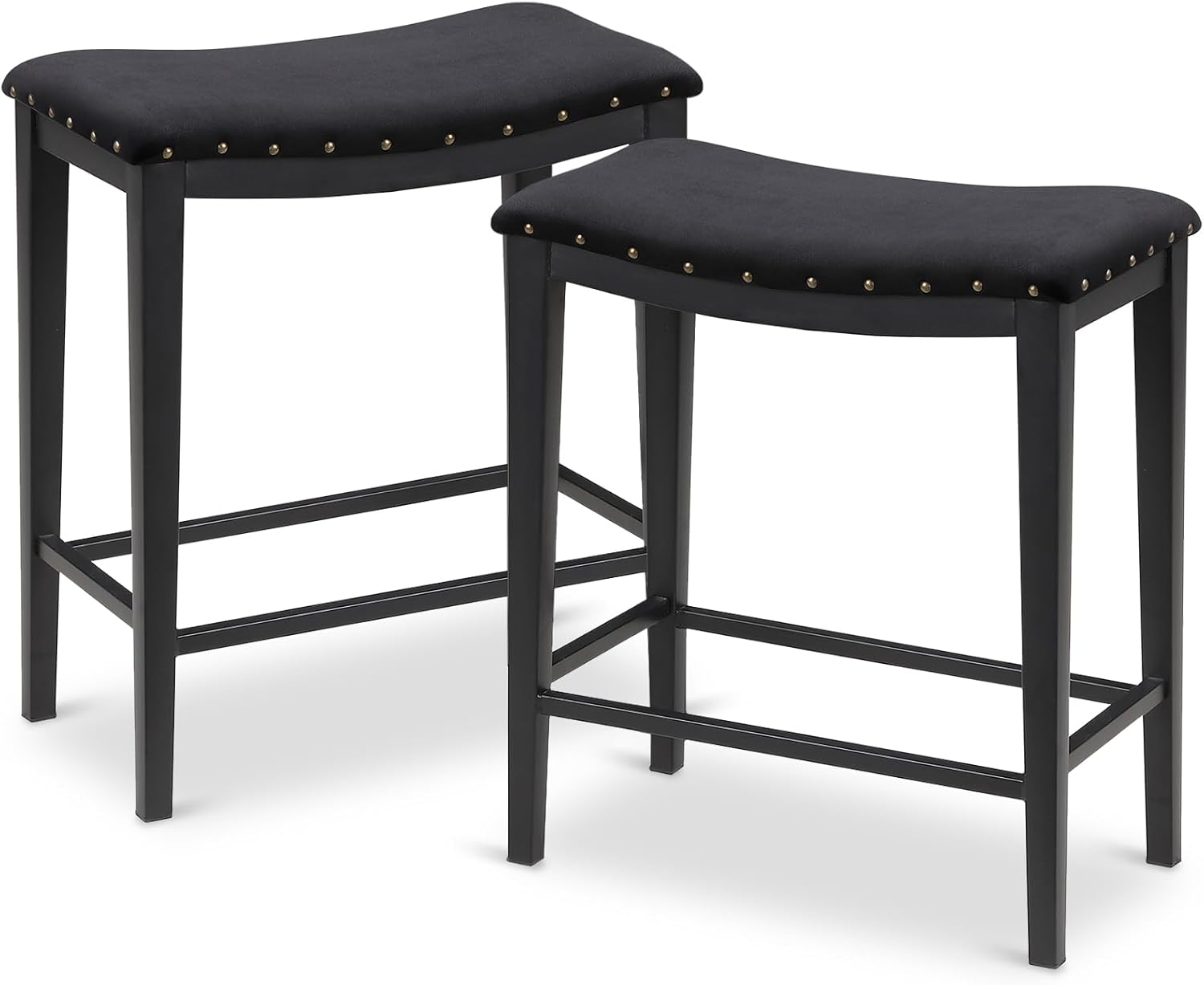 KATDANS Black Bar Stools Set of 2 Counter Height 24 Inches