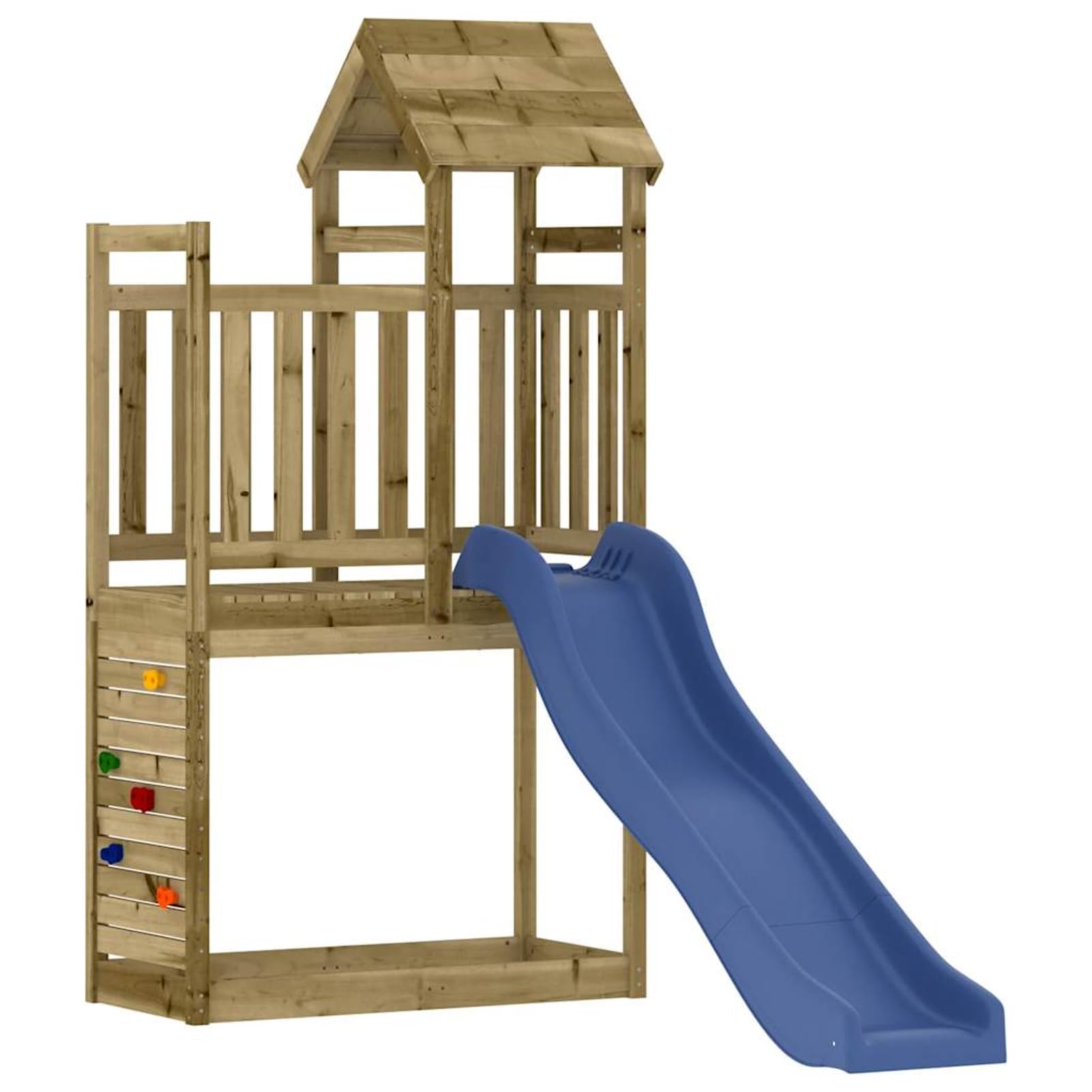 Gecheer Parque Infantil de Exterior con Tobogán, Torre de Escalada para niños al Aire Libre, Escalera y Accesorios de Juego para el jardín Madera Maciza Pino impregnada 5#