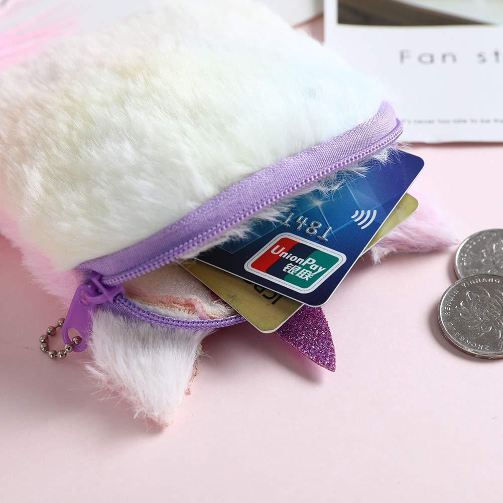Kreskówka pluszowy jednorożec portmonetka na monety, uroczy portfel dziewczyna kopertówka torba na klucze organizer na słuchawki dla dzieci, różowy, 10.2*10cm