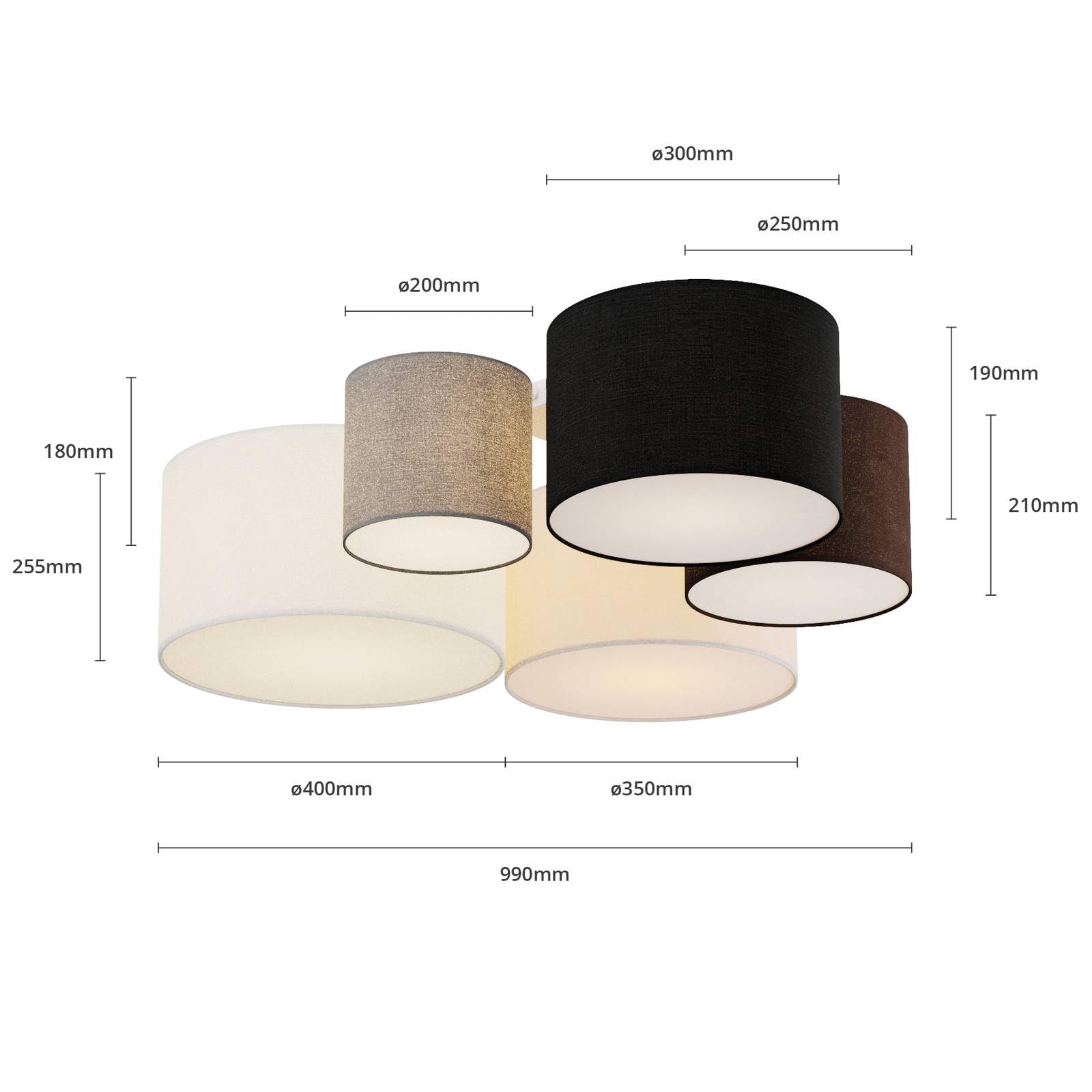 Lindby plafoniera LED Ellamina, 40 cm, grigio scuro, tessuto Lindby plafoniera LED Ellamina, 40 cm, grigio scuro, tessuto