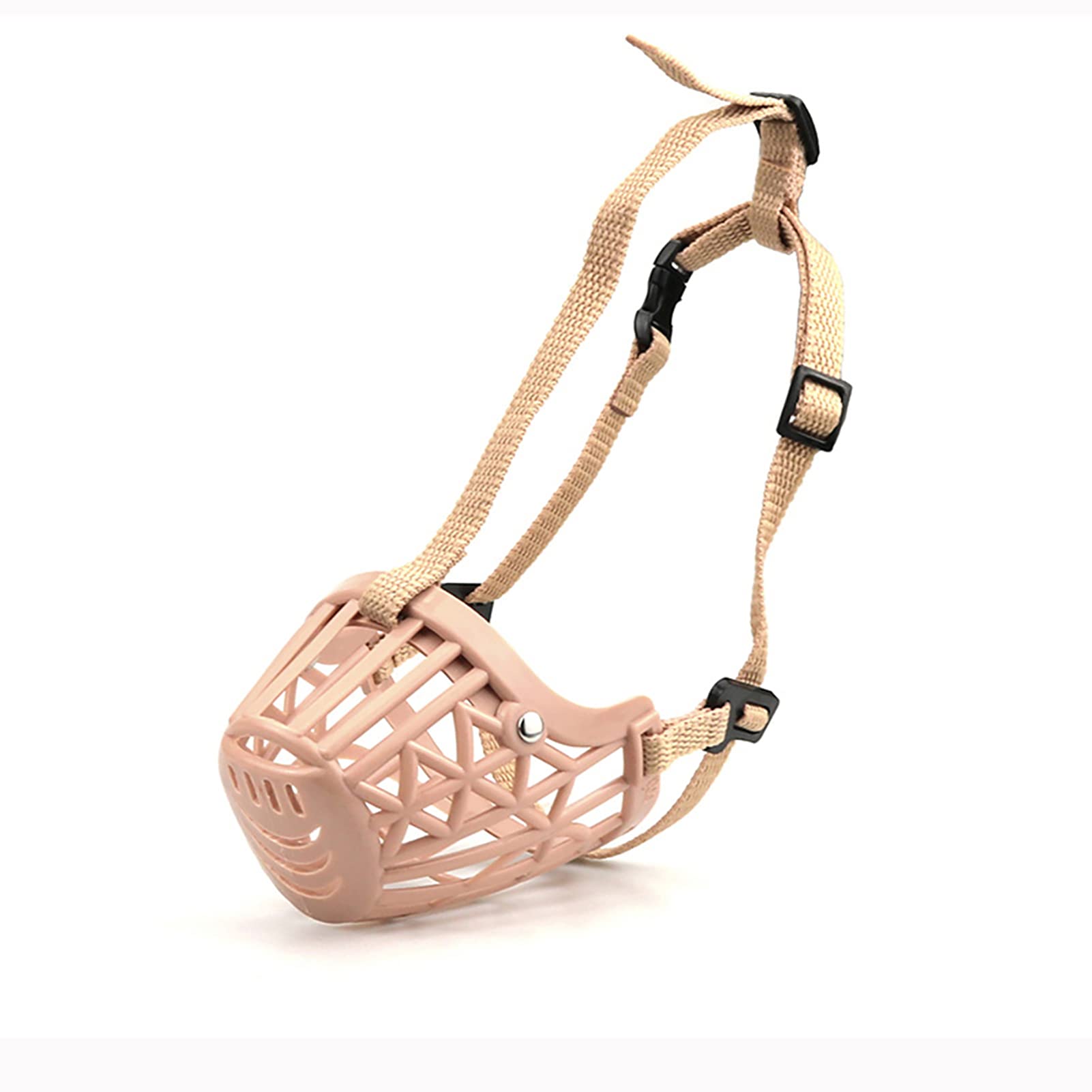 RIDONG Dog Muzzle, Breathable Rubber Basket Muzzle for Small, Medium, Large Dogs to Prevent Biting, Barking and Chewing （S）, Brown