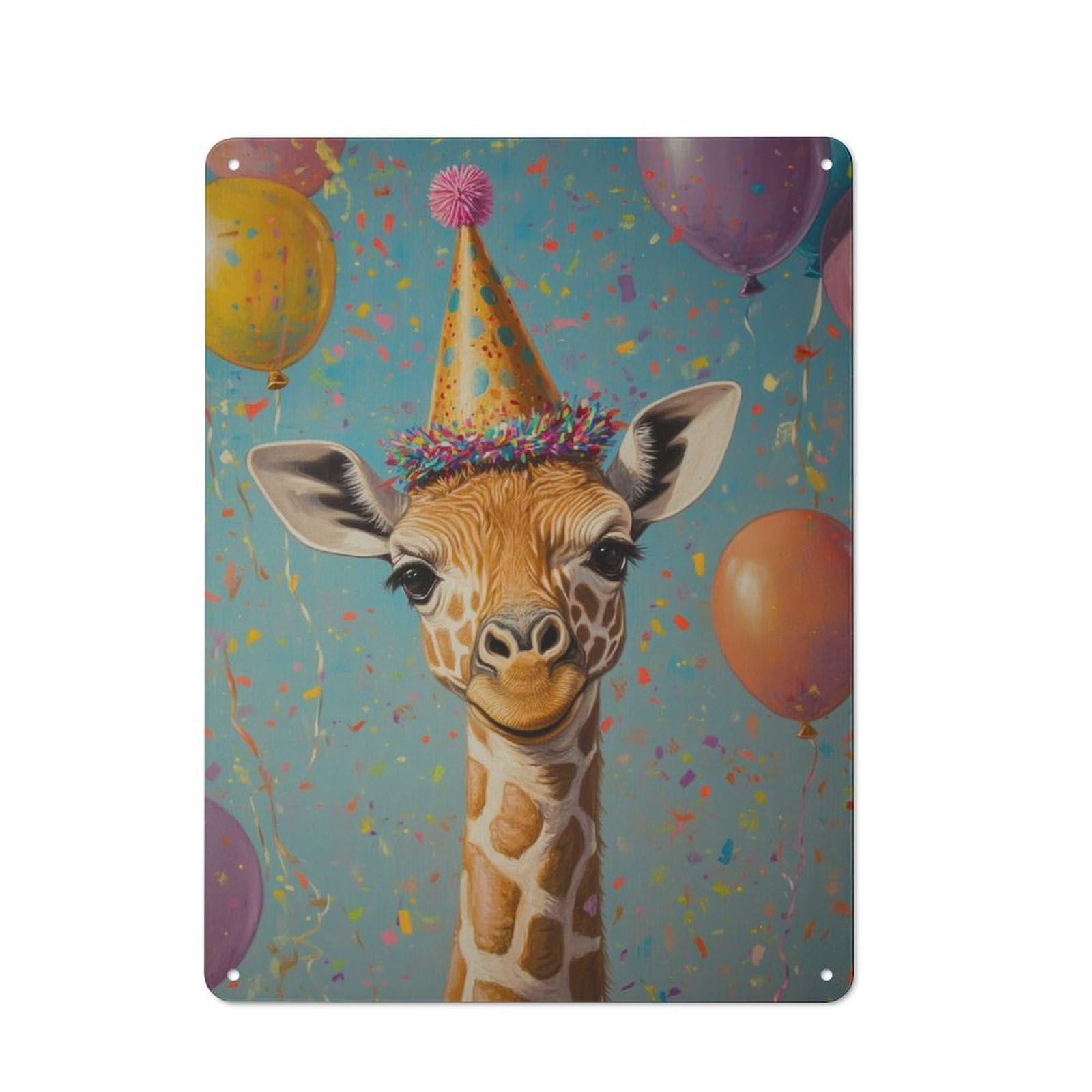 Junmoney Giraffe Birthday Party Vintage Tin Sign 40X30cm Featuring For Café Or Home Bar, A Metal Wall Feature For Cafés And Home Bars