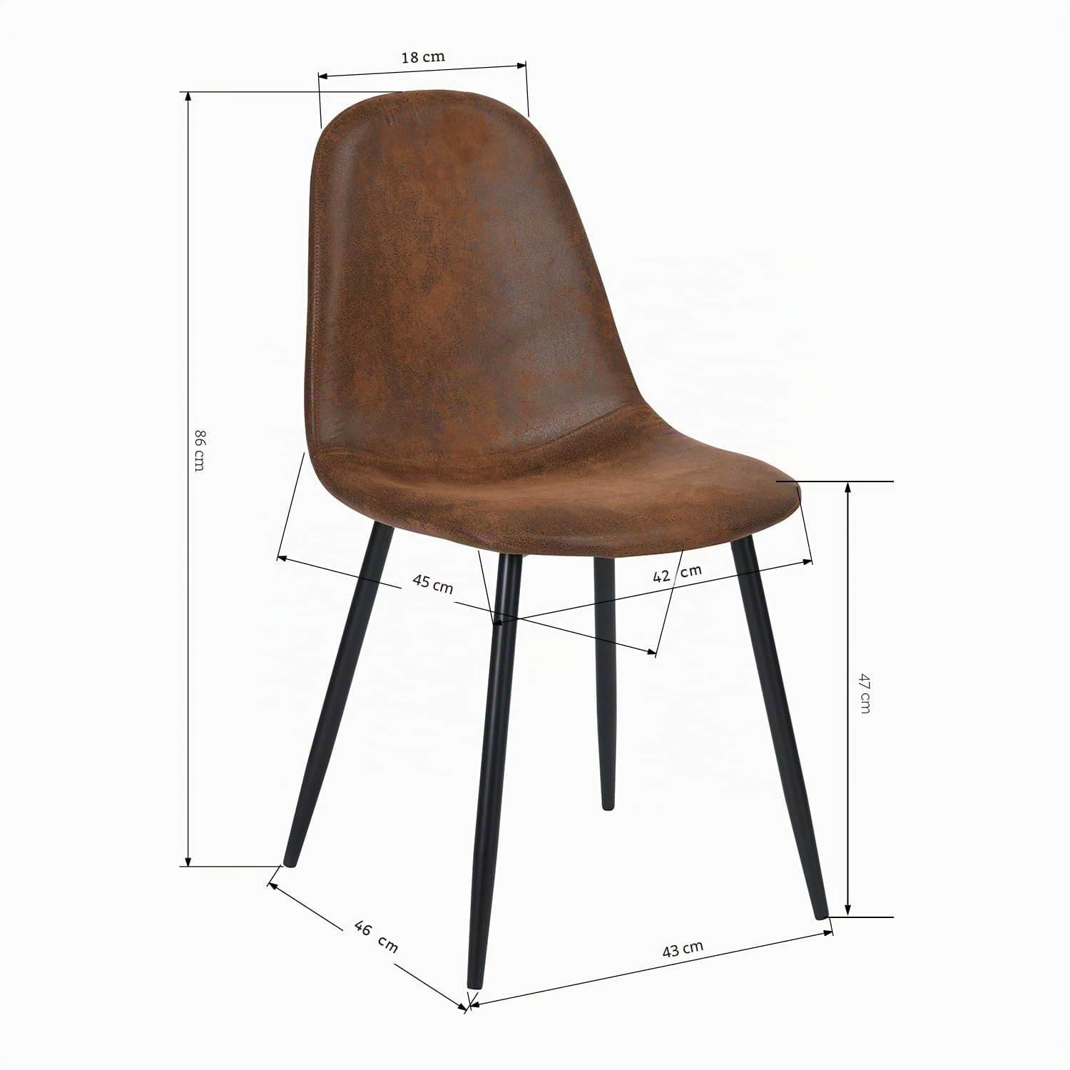 MEUBLE COSY Juego de 4 Sillas de Comedor Vintage Retro Sillón Tapizado en Gamuza con Patas Metálicas para Cocina Salón