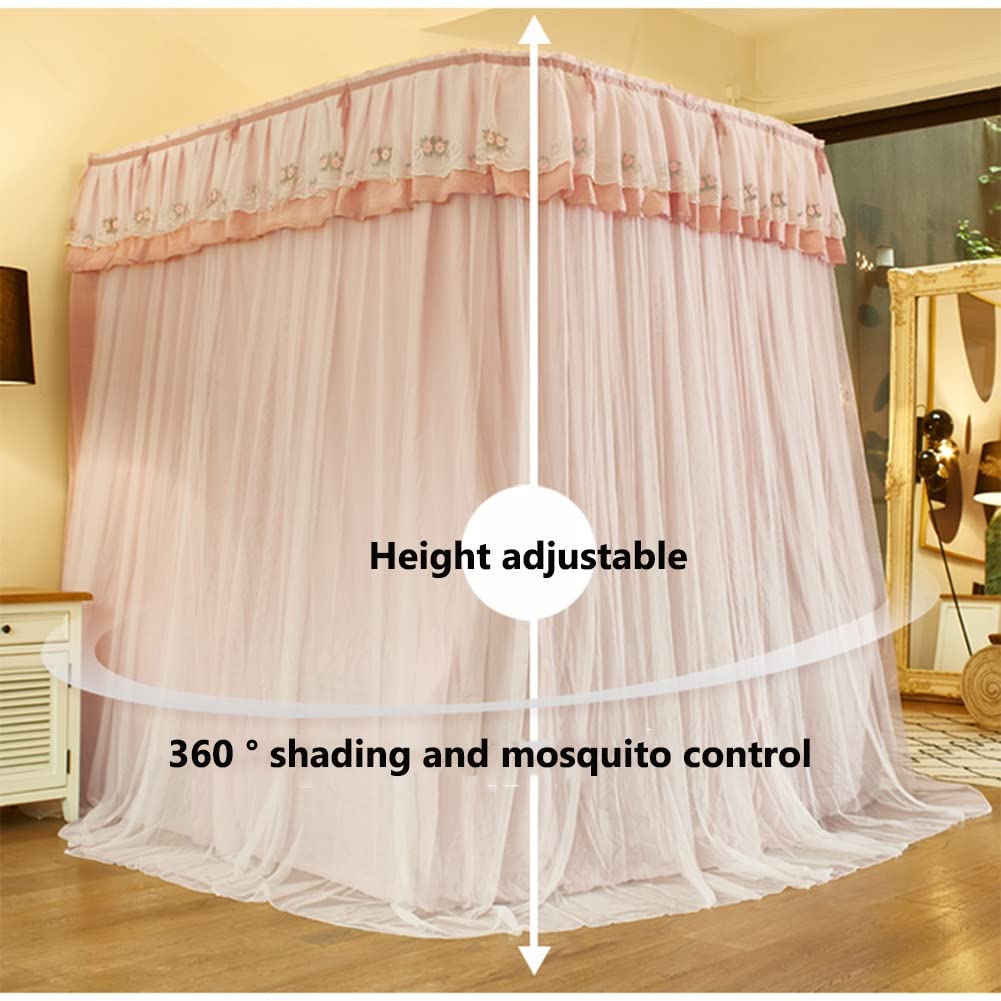 Deluxe Doppelschichtbett-Baldachin Moskitonetz, 4-Jahreszeiten-Universal-Bett-Vorhang mit Klammer, romantische Schlafzimmerdekoration (Farbe: Grün, Größe: 150x200x210 cm)