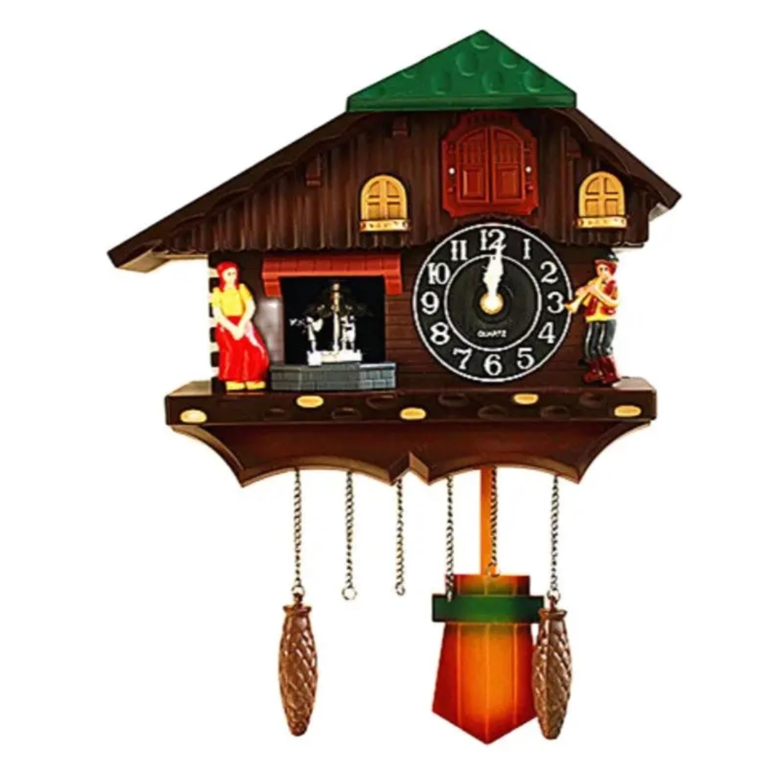 SNGUOQ Cuckoo Wall Clock Retro Silent Pendulum Shabby Chic Clocks Home Decor Gift For Bedroom Office(Brown)