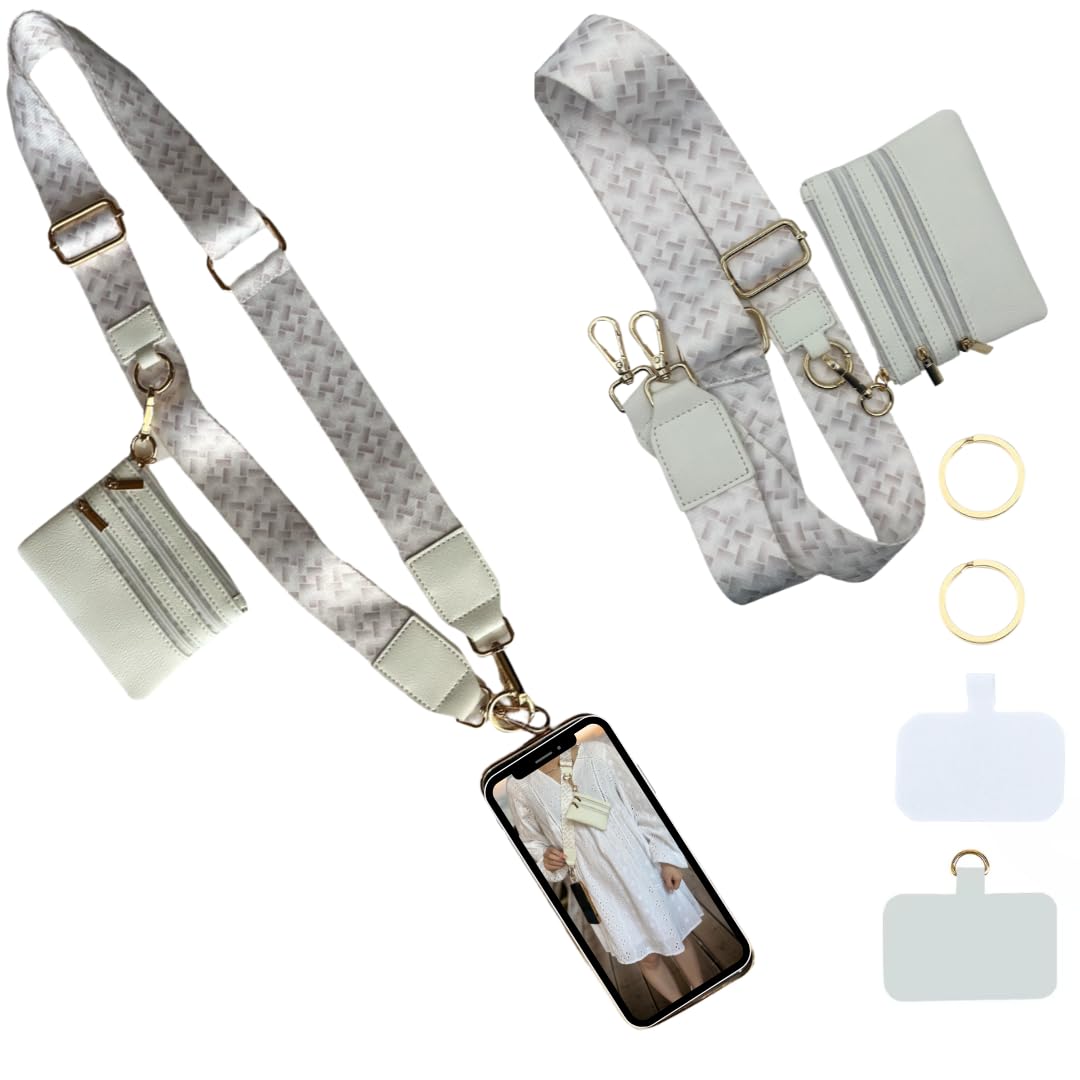 ALLTHINGVB Phone Lanyard Crossbody with Zipper Leather Wallet Pouch.